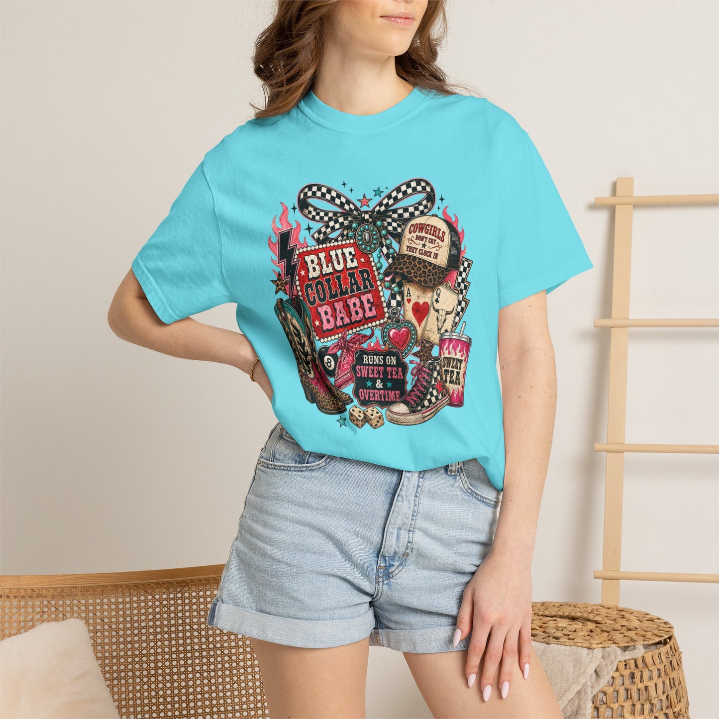 Blue Collar Babe T-Shirt — Retro Cowgirl Graphic Tee