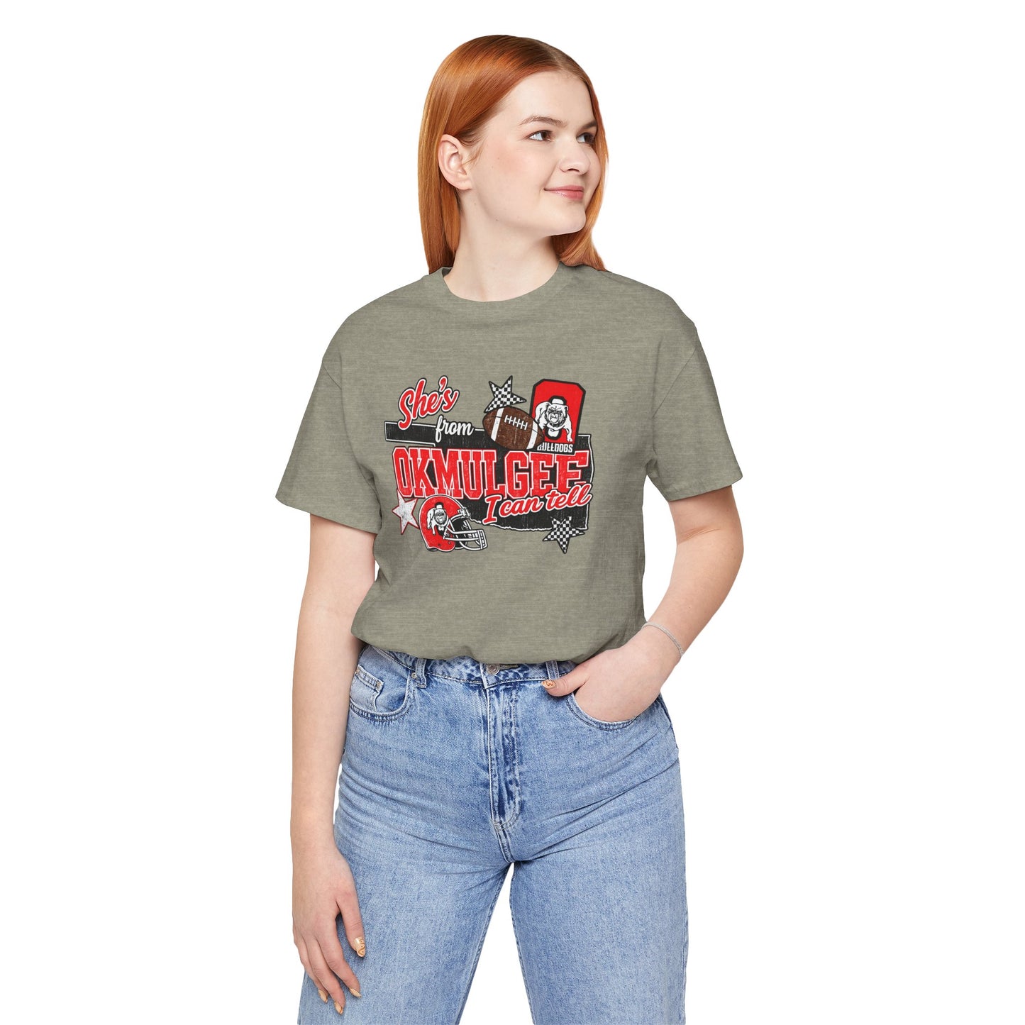Okmulgee Cardinals Football Tee — She’s From Okmulgee Design