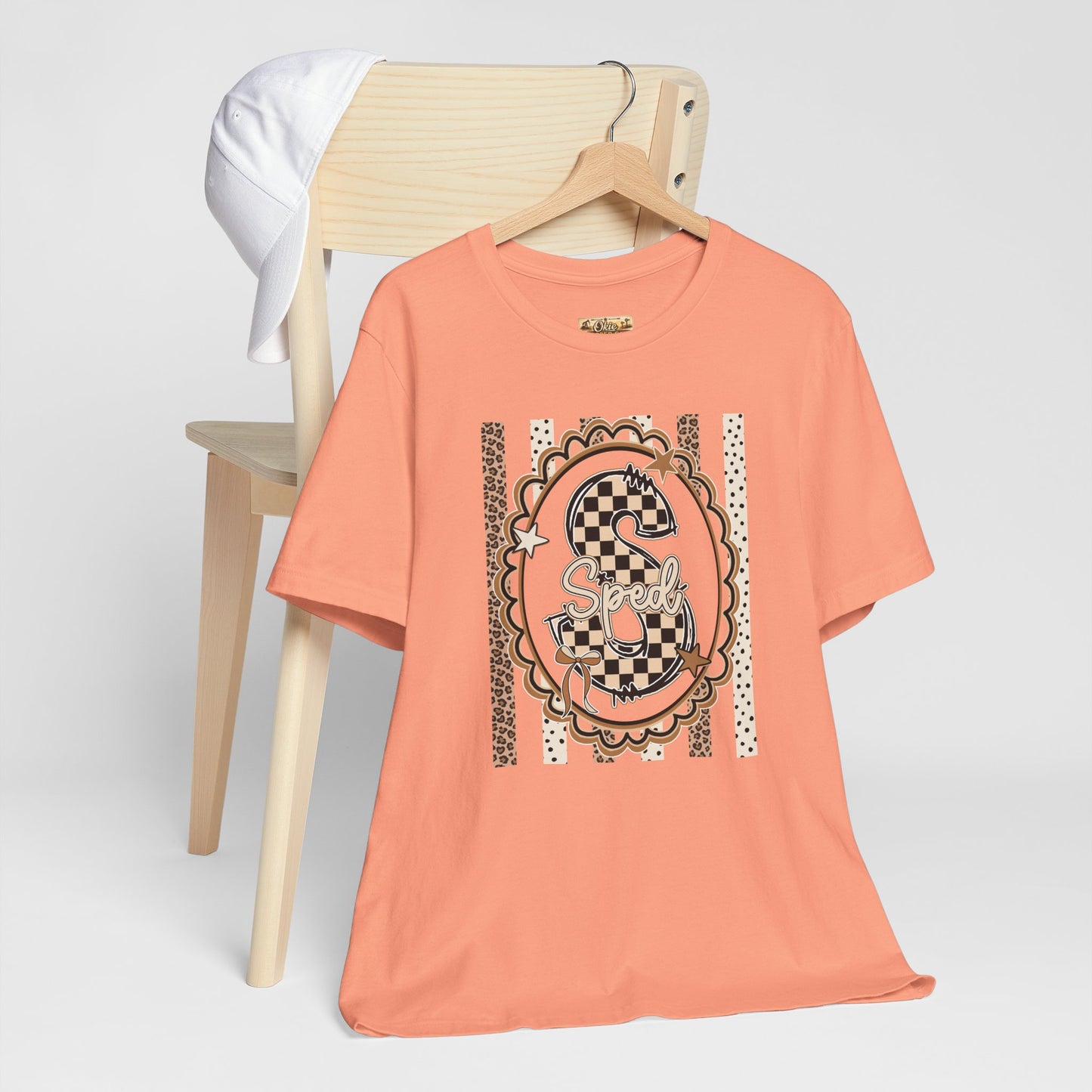 Sped S Monogram Tee — Checkerboard Leopard Graphic T-Shirt