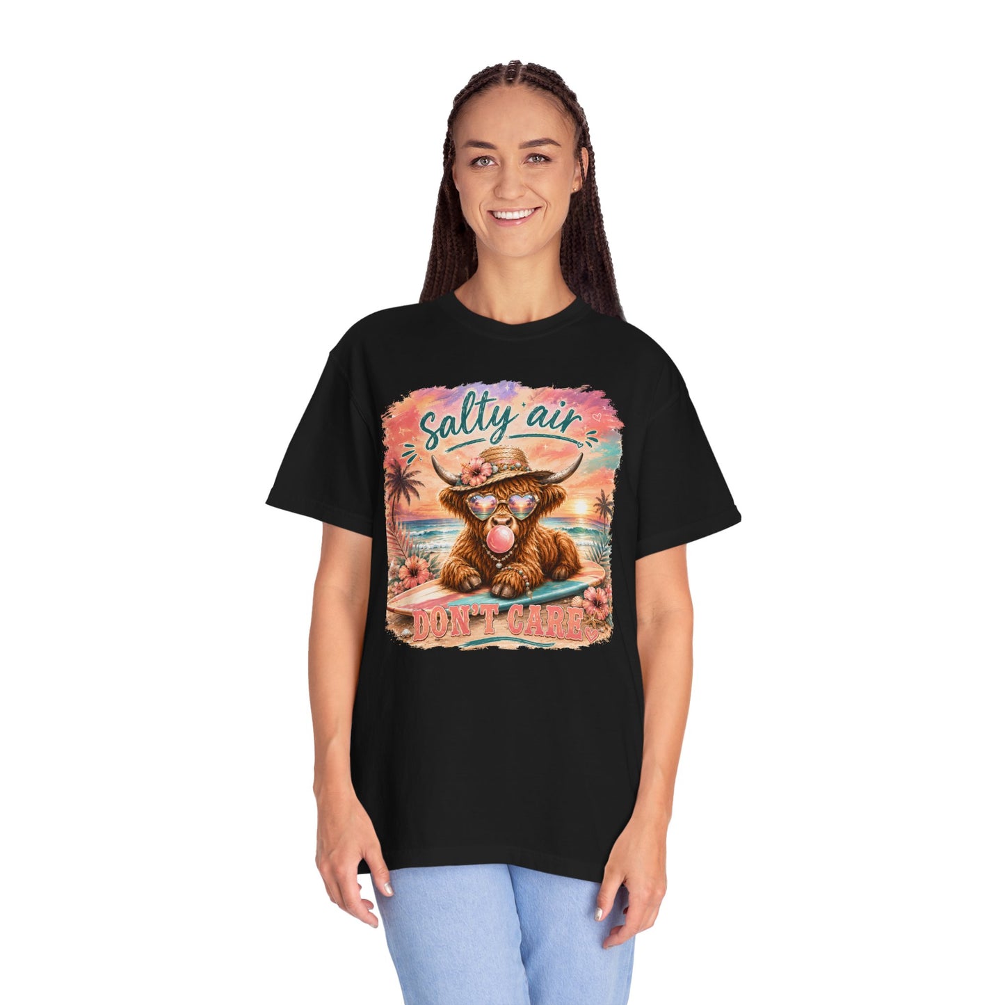 Salty Air "Don't Care" Beach Cow Graphic T-Shirt