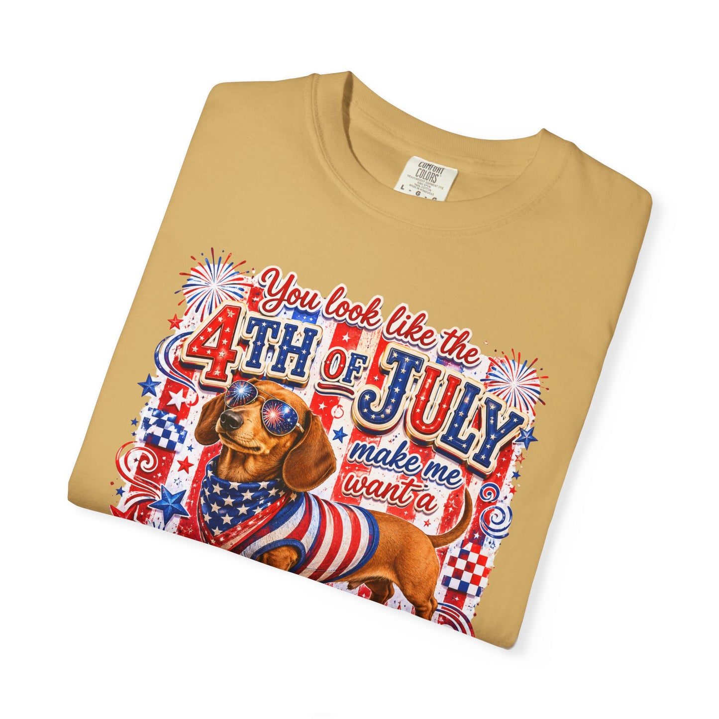 4th of July Hot Dog Dachshund T-Shirt – Patriotic Funny BBQ Tee