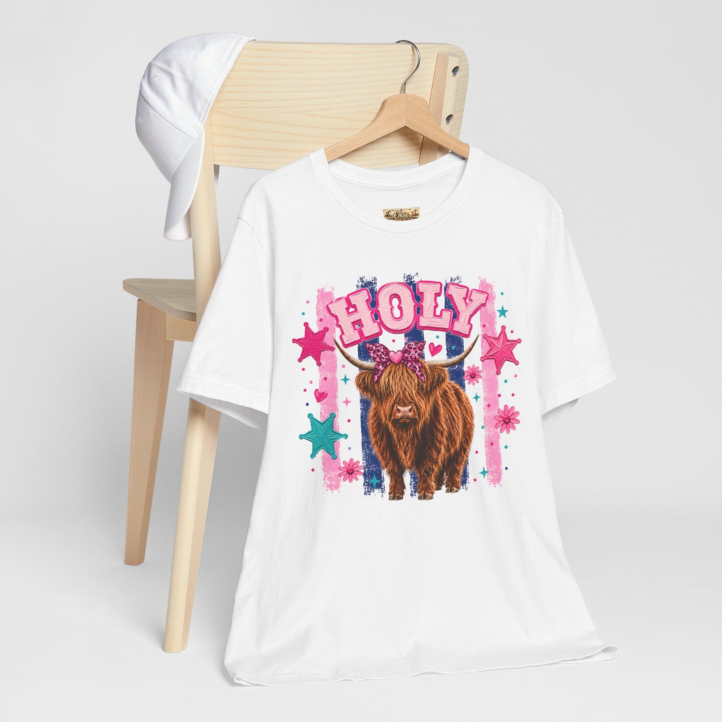 Holy Cow Highland Cow Graphic Tee — Cute Pastel Ranch Shirt