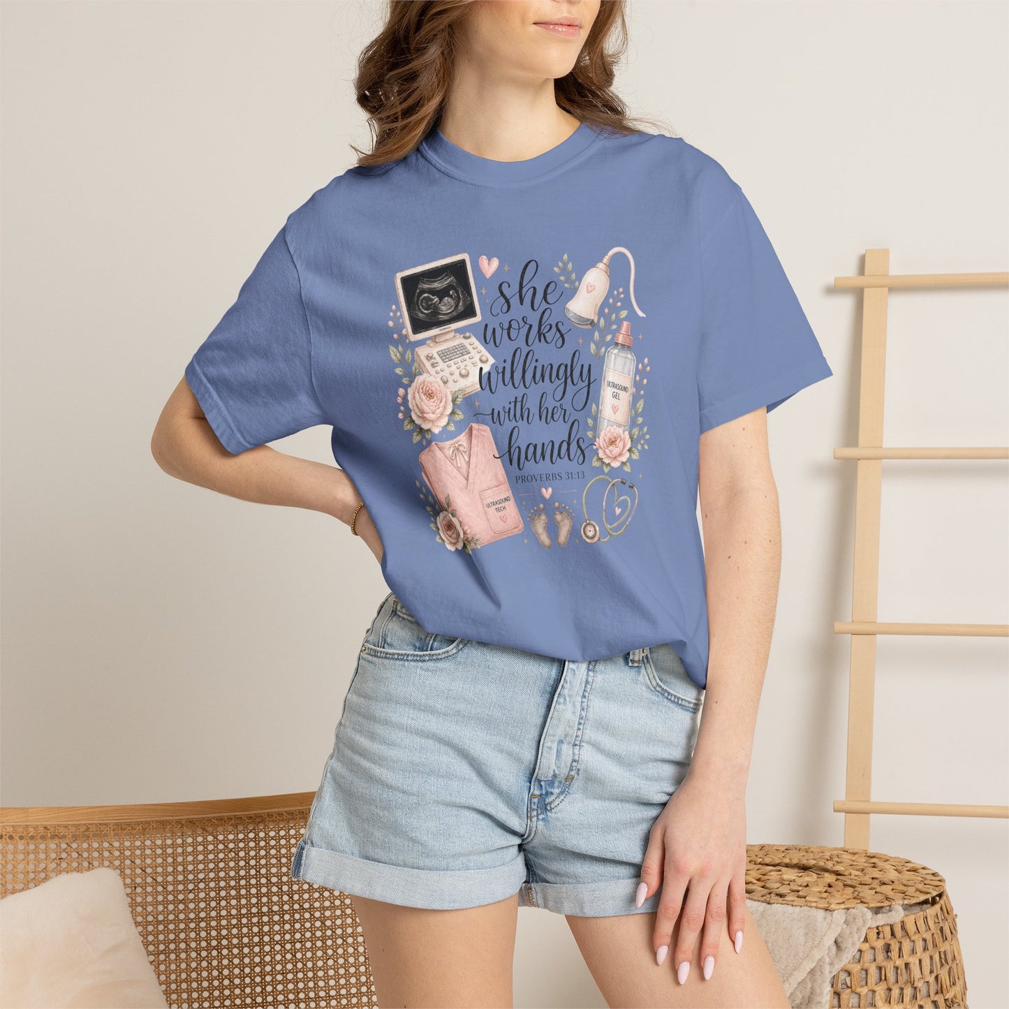 She Works Willingly With Her Hands – Ultrasound Tech Tee