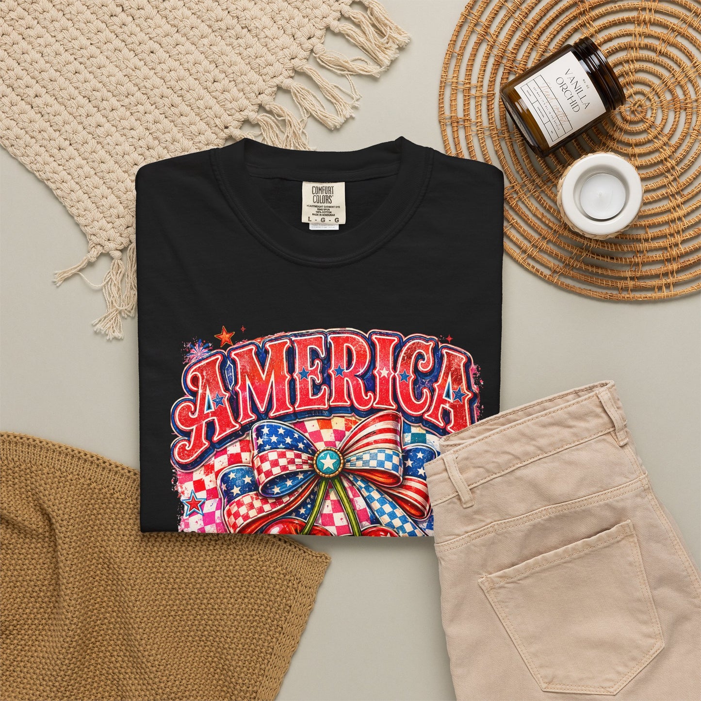 America Cherry Graphic T-Shirt — Patriotic 4th of July Tee