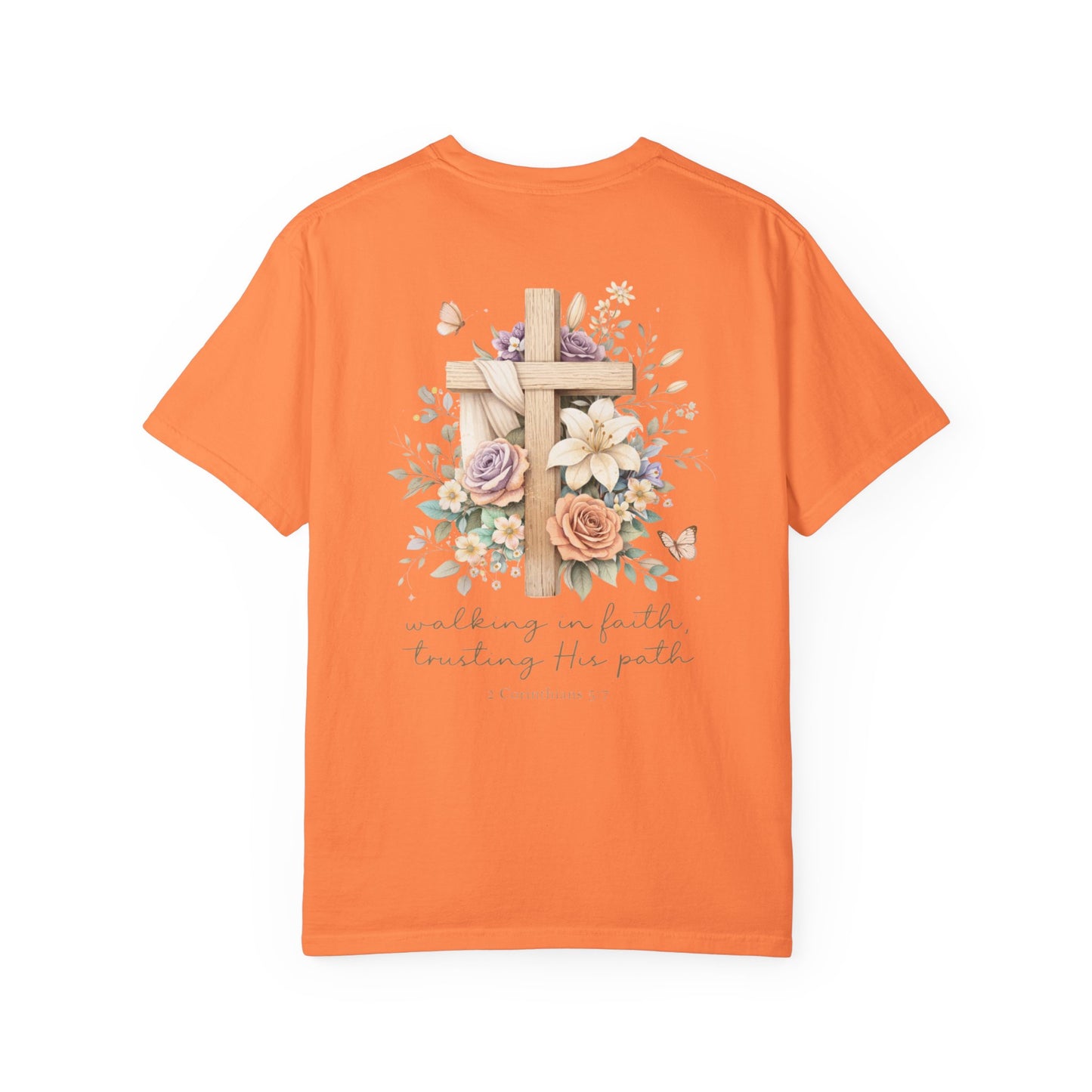 Jesus Is the Light T-Shirt — Floral Cross Christian Tee (Walking in Faith)
