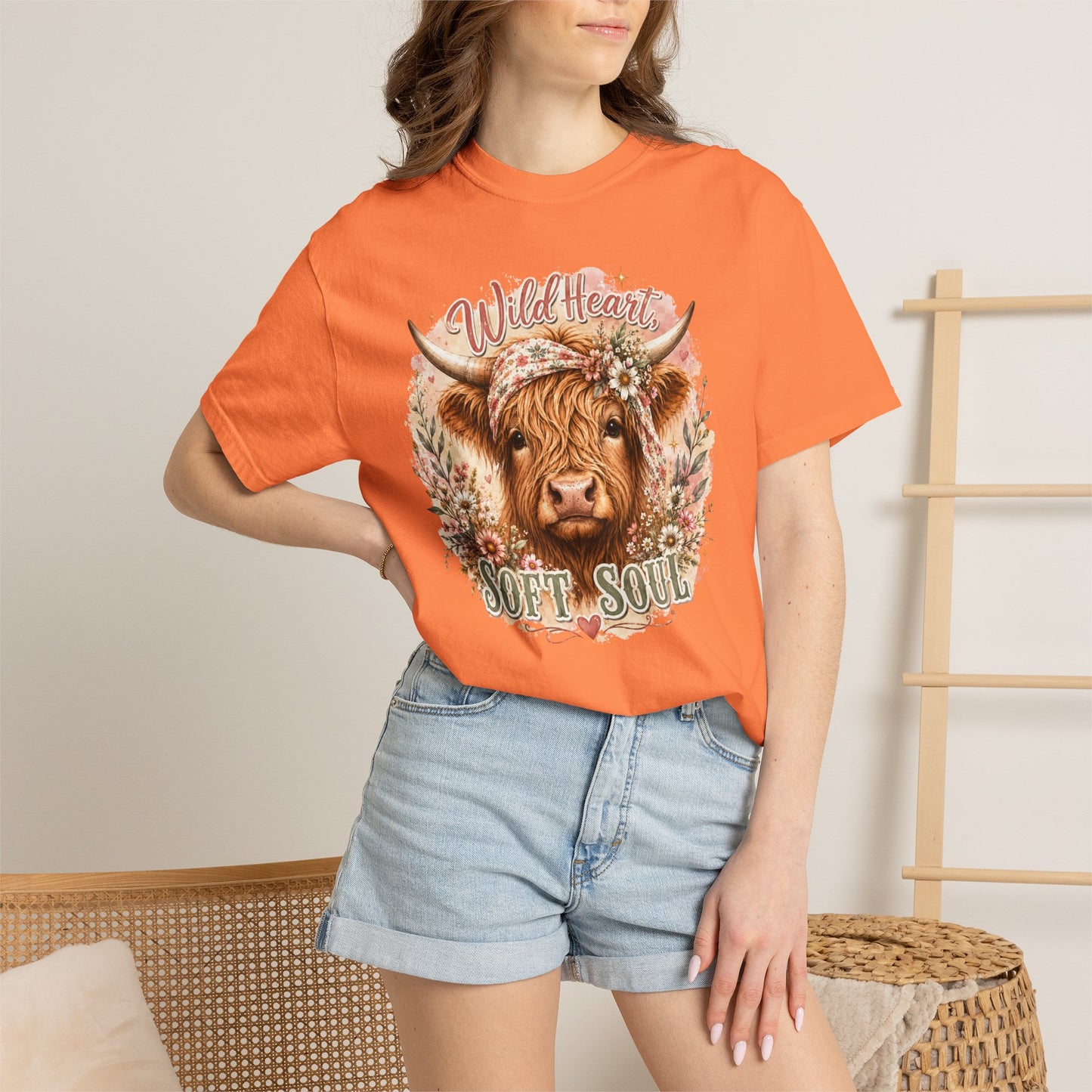 T-Shirt — “Wild Heart, Soft Soul” Highland Cow Graphic Tee
