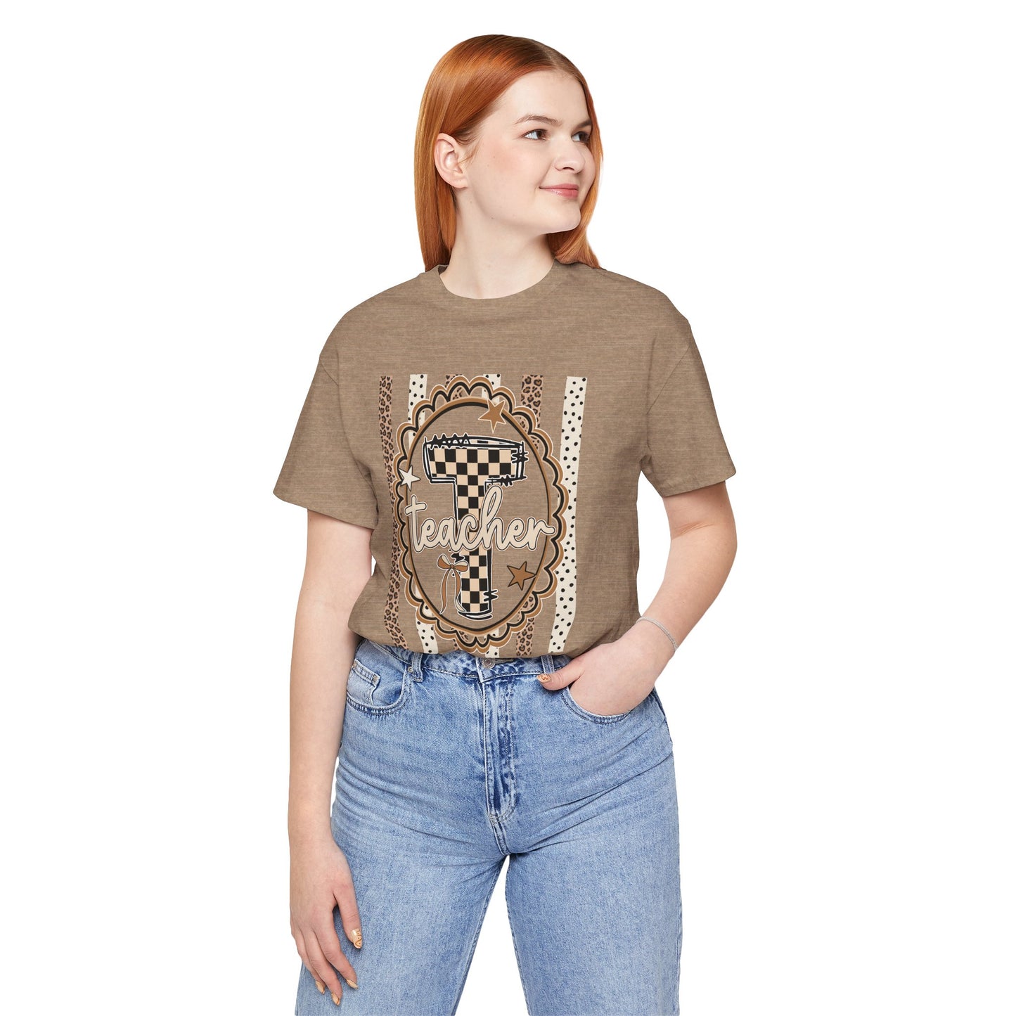 Teacher Monogram Tee — Number 1 Checkered Design