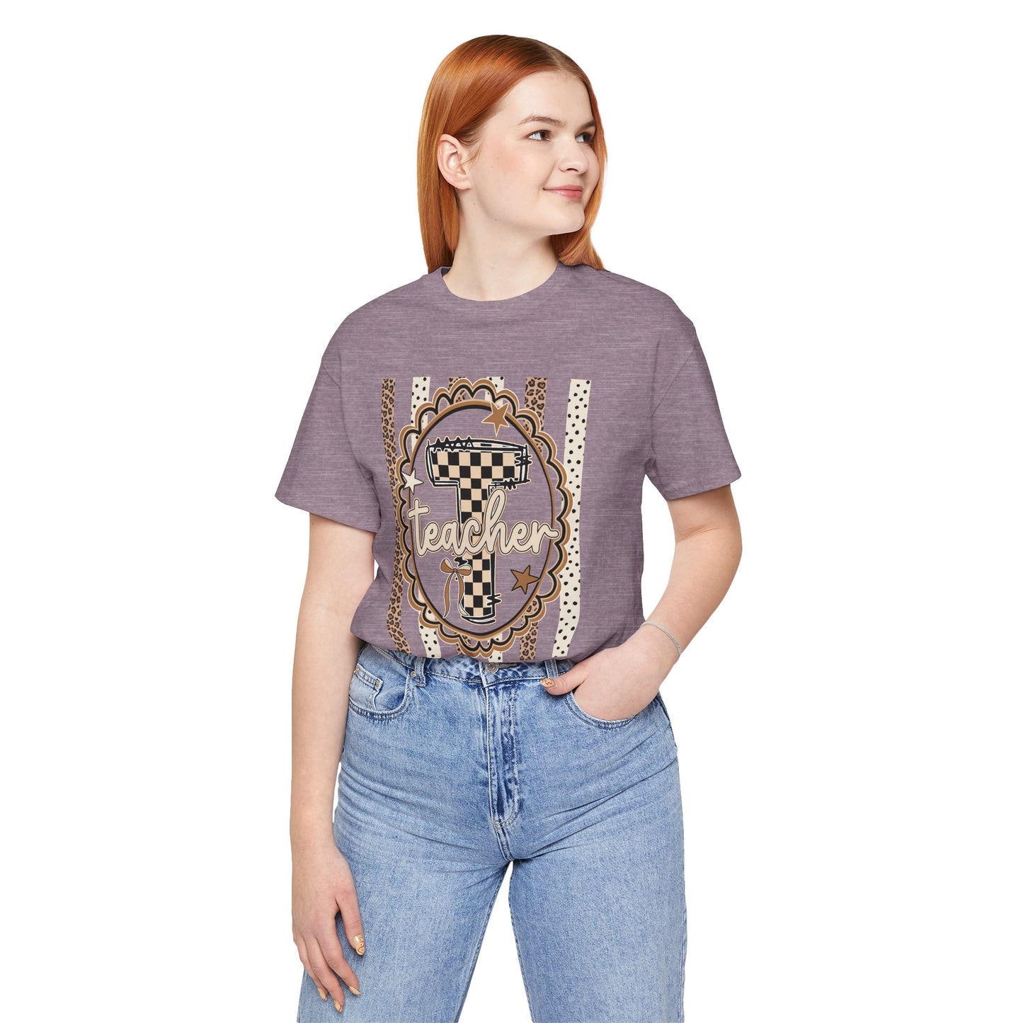 Teacher Monogram Tee — Number 1 Checkered Design
