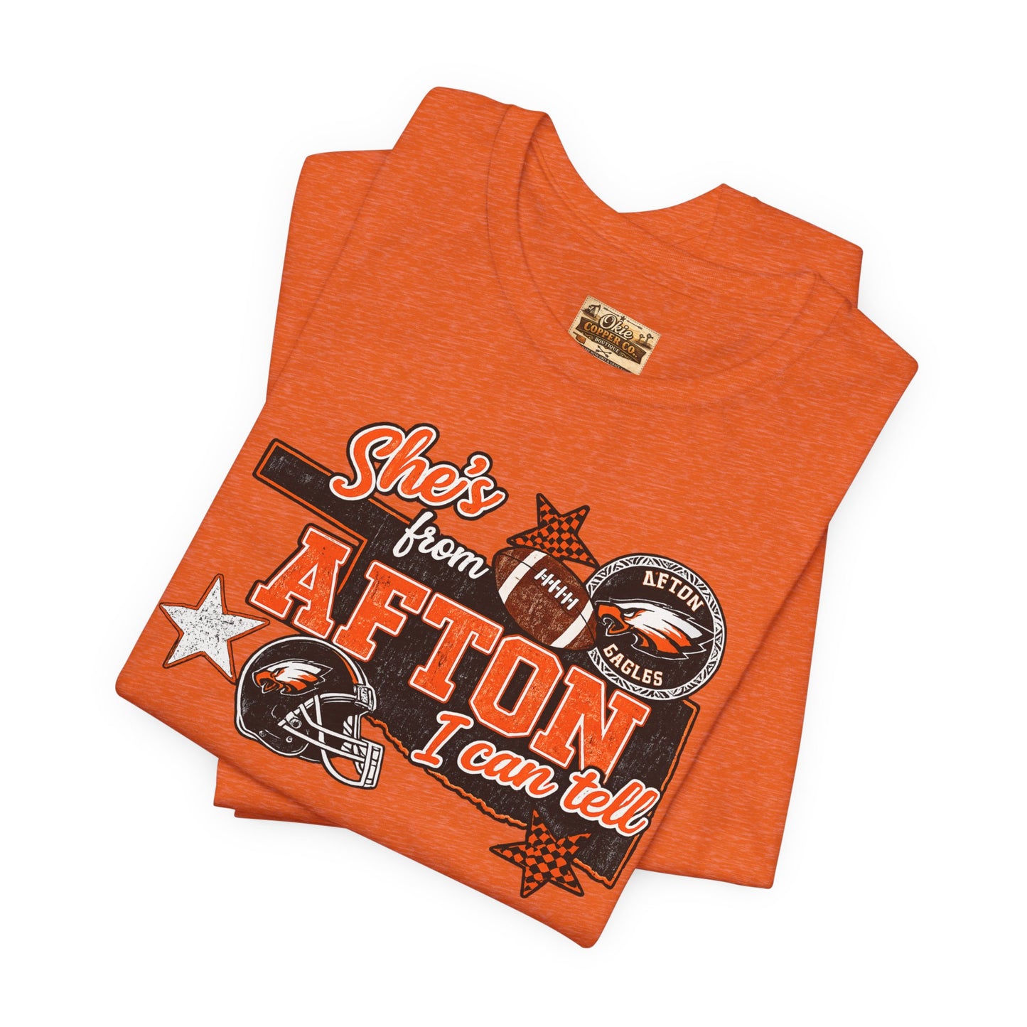 Afton Football Town Retro Graphic Tee — "Shes from Afton I can too"