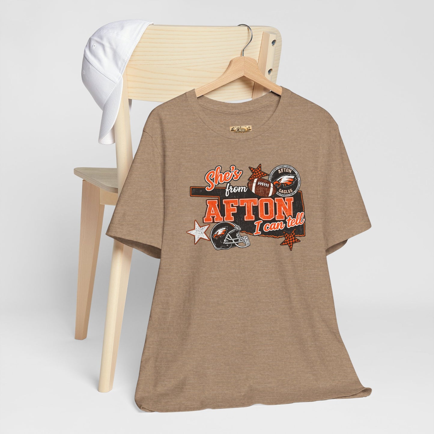Afton Football Town Retro Graphic Tee — "Shes from Afton I can too"