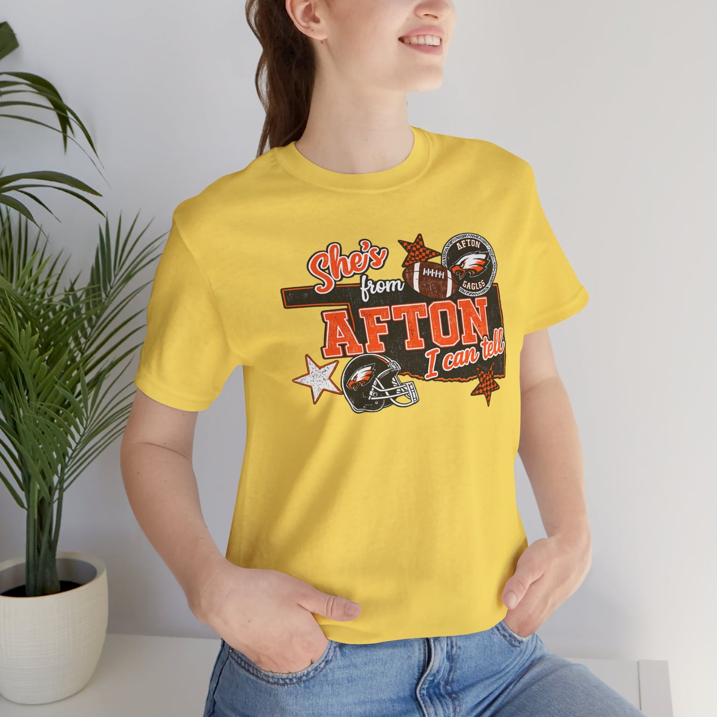 Afton Football Town Retro Graphic Tee — "Shes from Afton I can too"