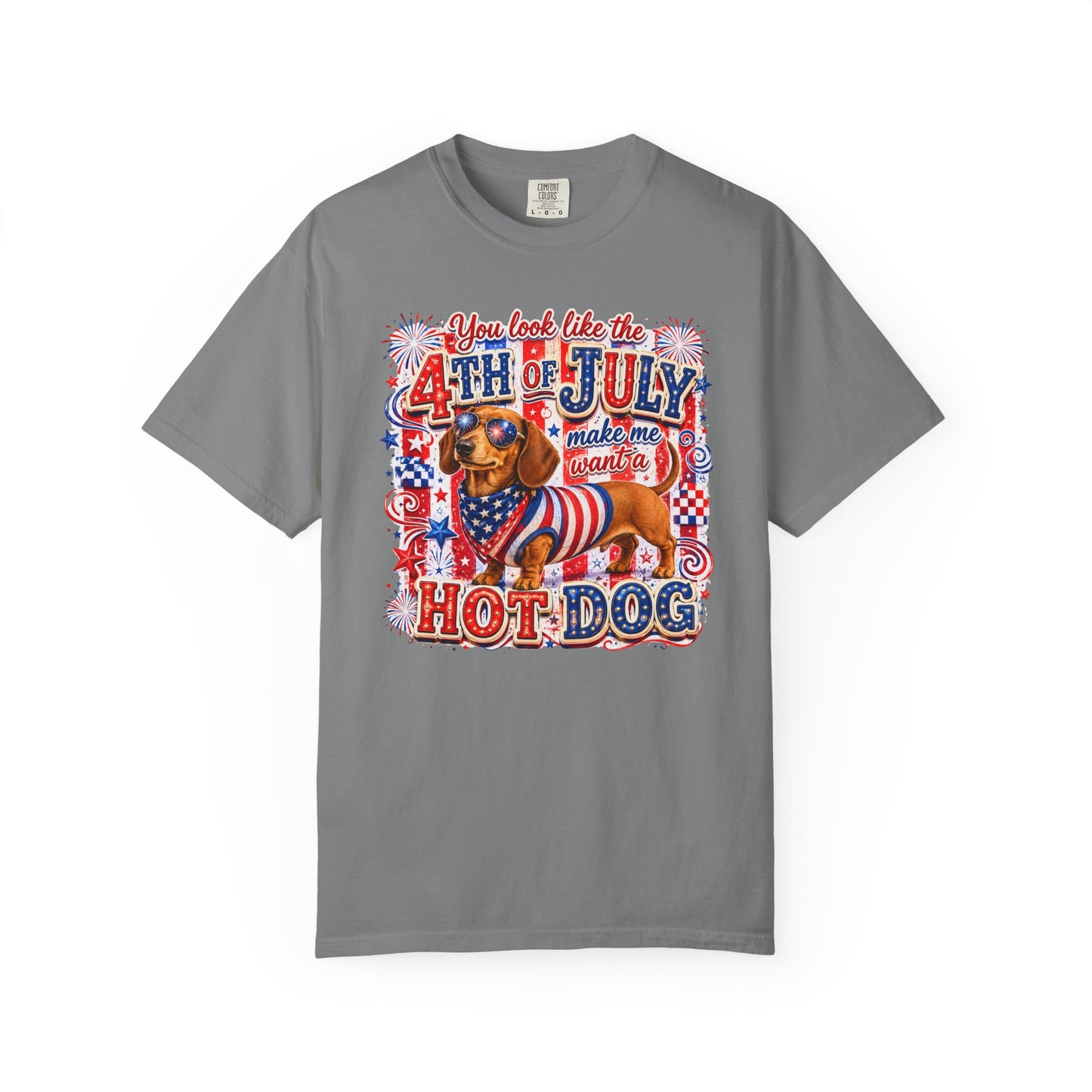 4th of July Hot Dog Dachshund T-Shirt – Patriotic Funny BBQ Tee
