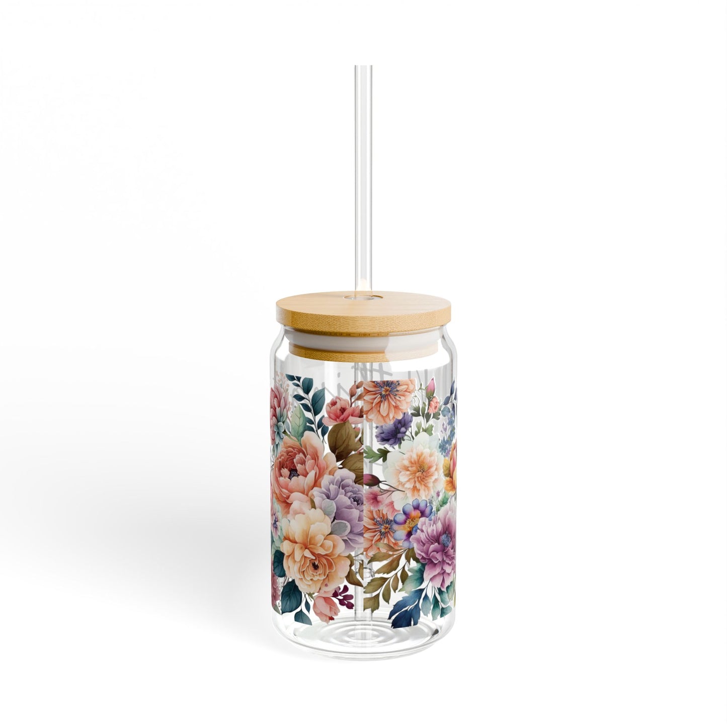 Christian Sipper Glass 16oz – “Nothing in this World Can Satisfy My Soul Like Jesus” Floral Travel Cup