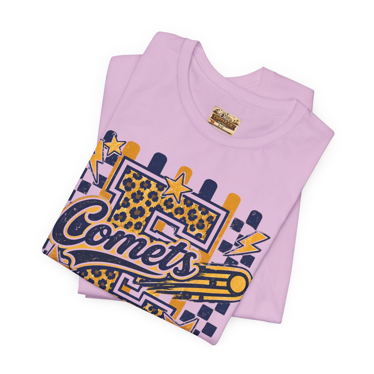 Comets Epic Charter Baseball T-Shirt — Leopard Letter Sports Tee