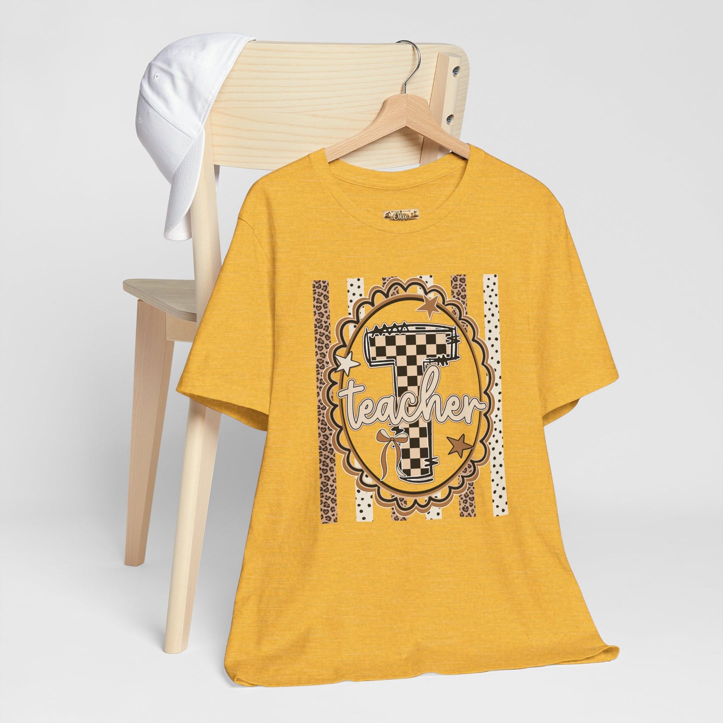 Teacher Monogram Tee — Number 1 Checkered Design