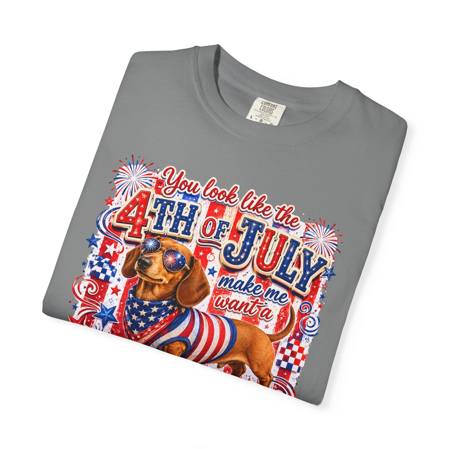 4th of July Hot Dog Dachshund T-Shirt – Patriotic Funny BBQ Tee