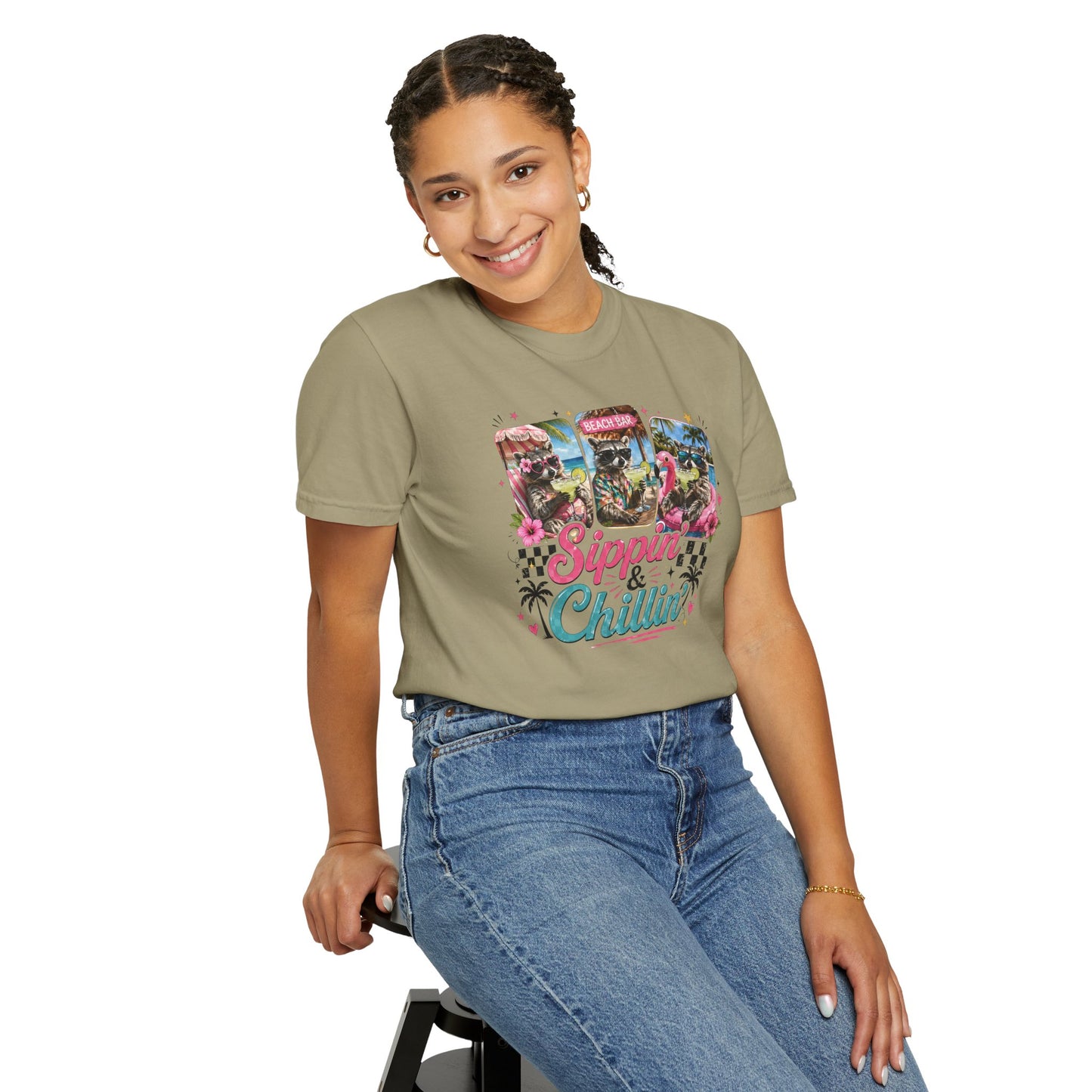 Sippin' & Chillin' T-Shirt — Retro Tropical Drink Graphic Tee
