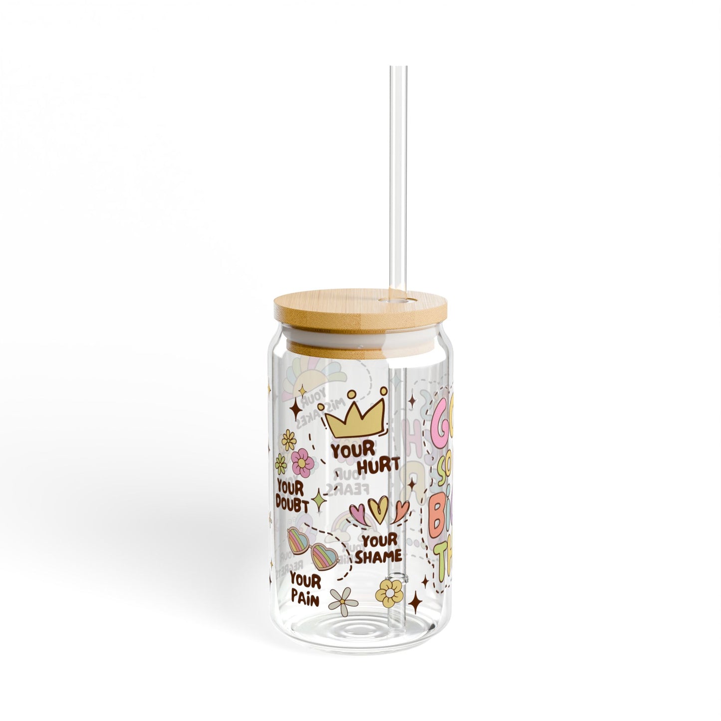 16oz Sipper Glass – "God Is So Much Bigger Than" Inspirational Religious Tumbler