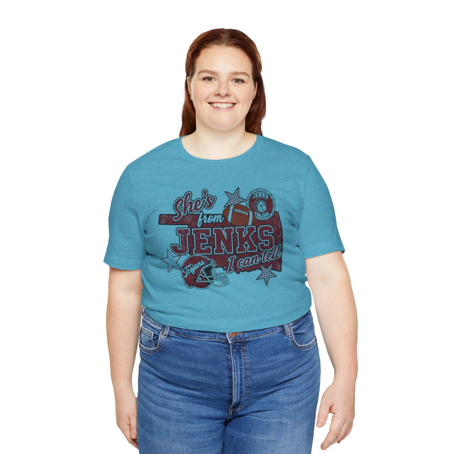 She's from Jenks Tee — Vintage High School Football Graphic T-Shirt