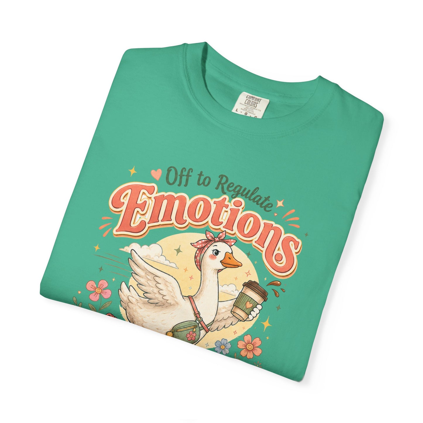 Emotions Duck Graphic T-Shirt — "Off to Regulate" Vintage Coffee Tee