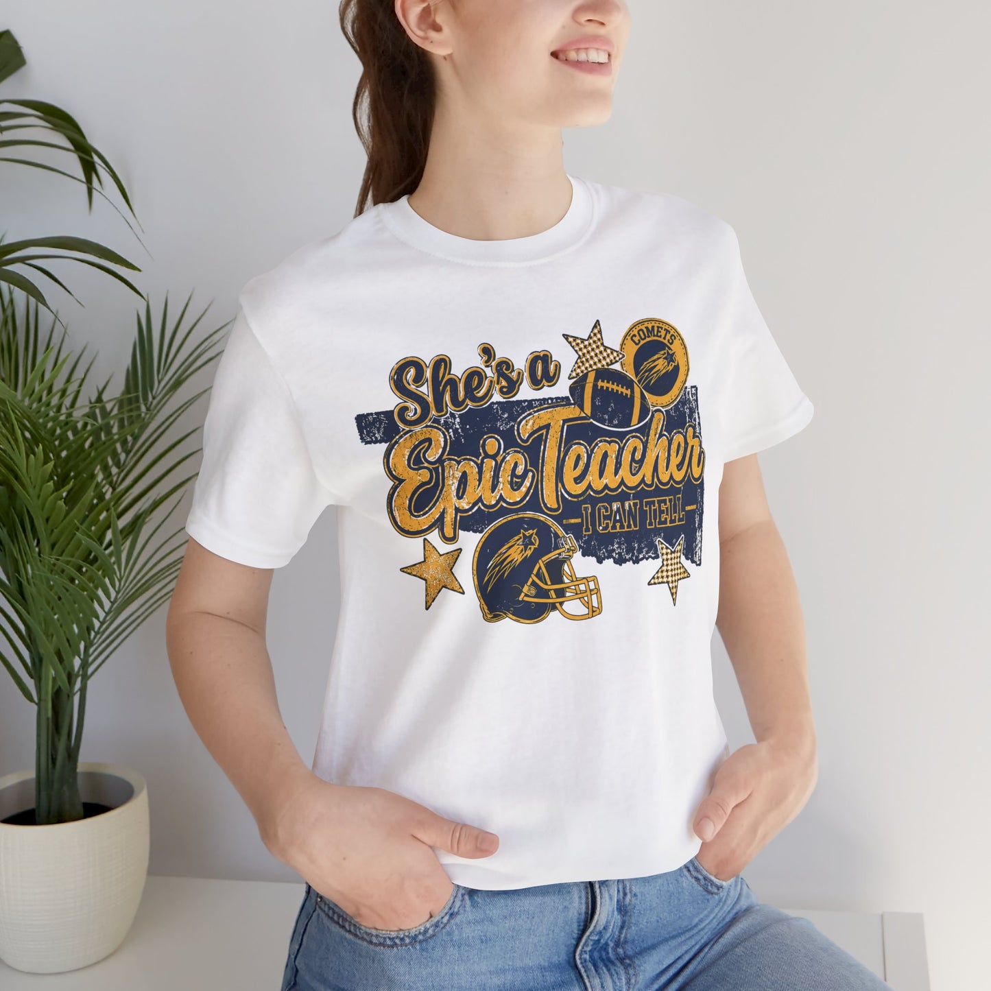 Epic Teacher Football T-Shirt — "She's a Epic Teacher" Coach & School Spirit Tee