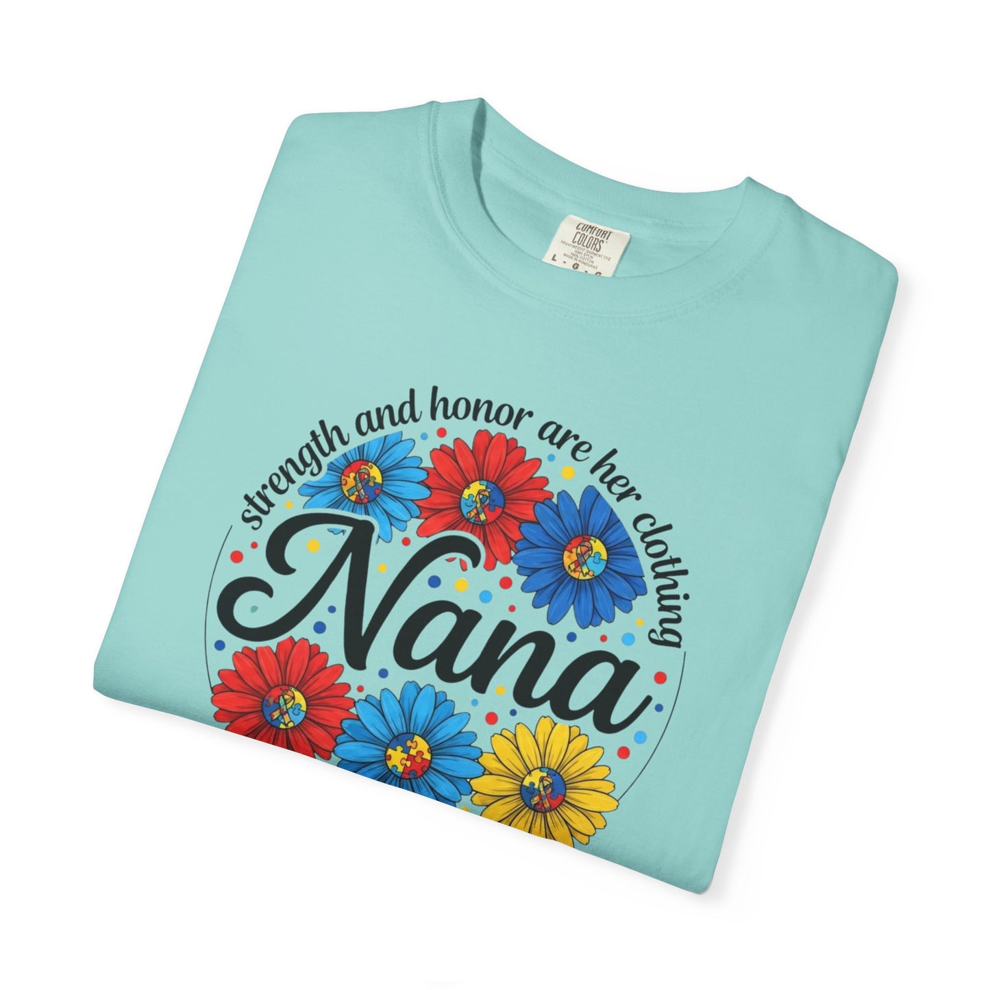 Nana Floral Proverbs T-Shirt — “Strength and Honor” Grandma Gift