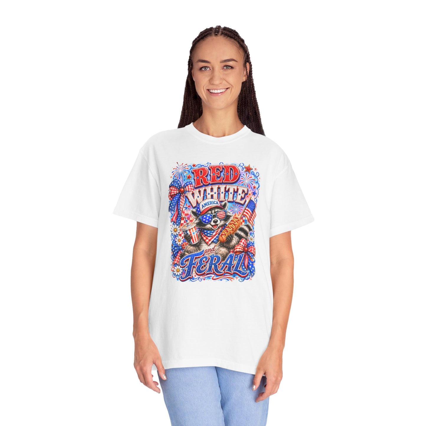 Patriotic "Red White Feral" Graphic T-Shirt