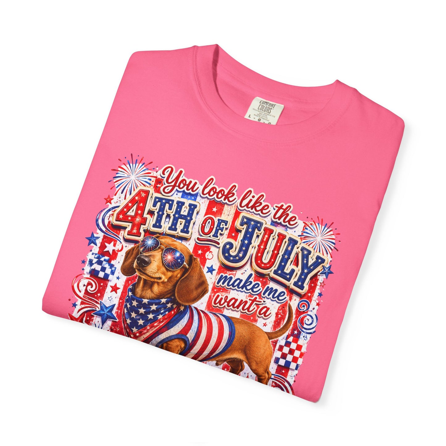 4th of July Hot Dog Dachshund T-Shirt – Patriotic Funny BBQ Tee