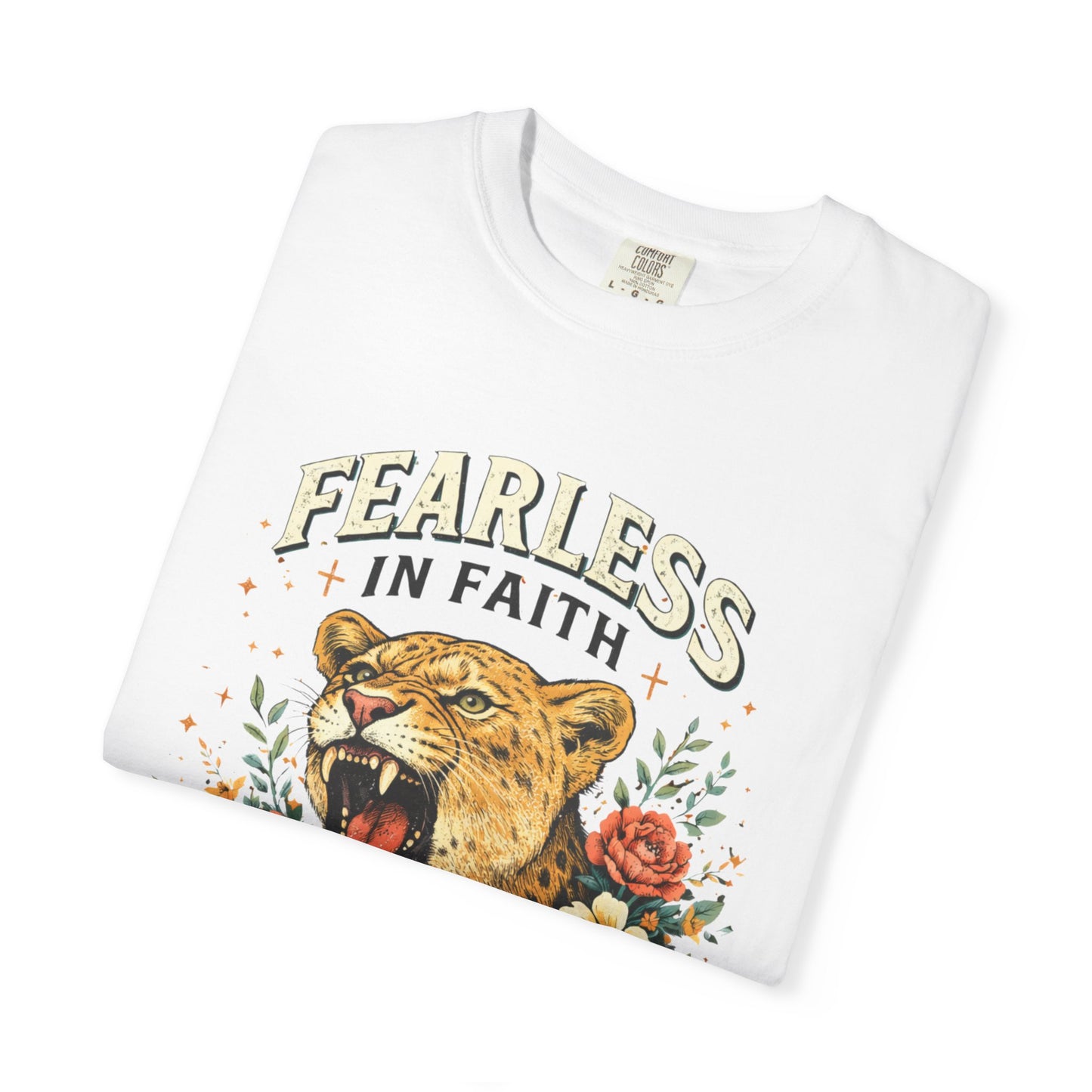 Fearless in Faith Lion T-Shirt — Floral Vintage Christian Graphic Tee
