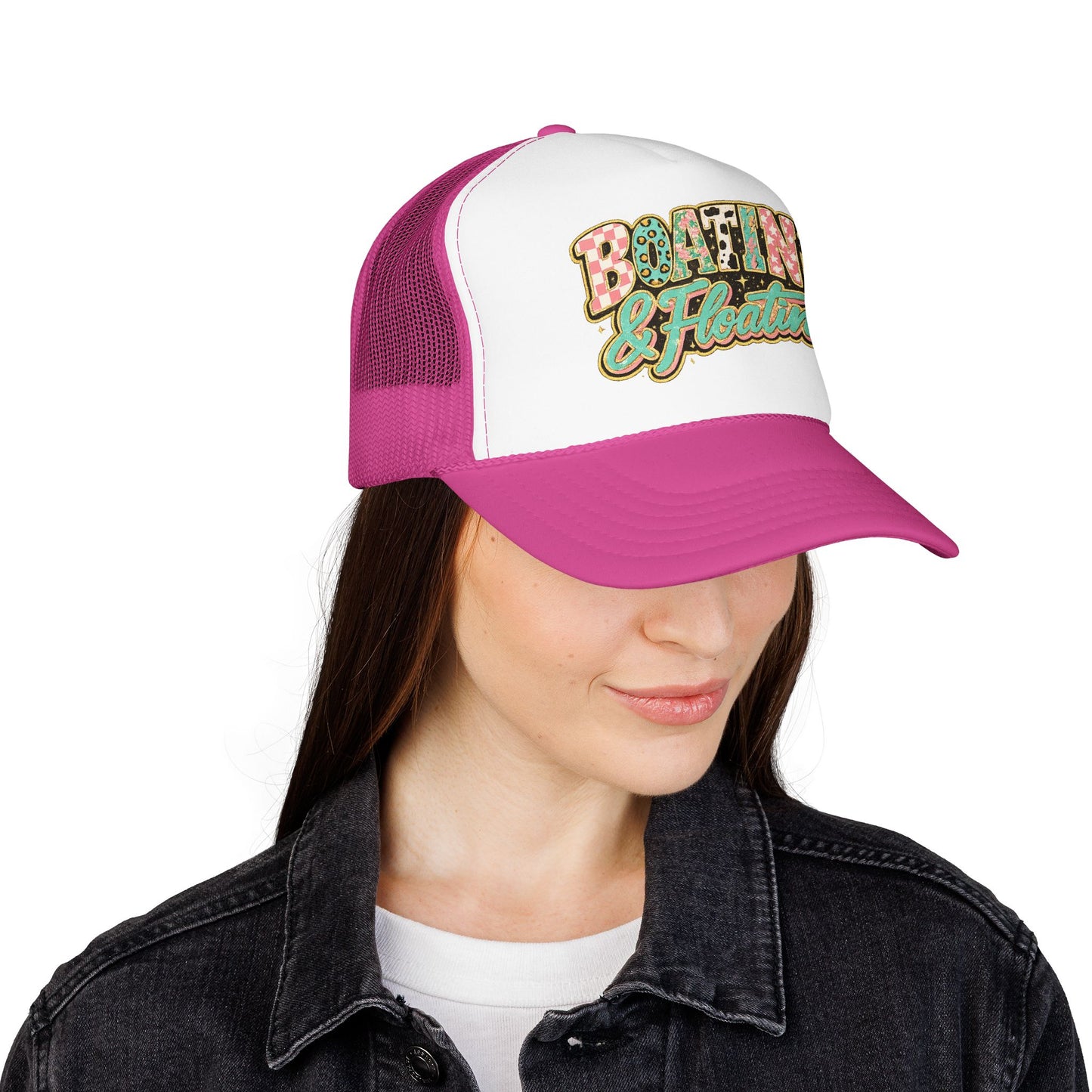 Boatin' & Floatin' Trucker Hat — Retro Floral Pool/Beach Foam Cap