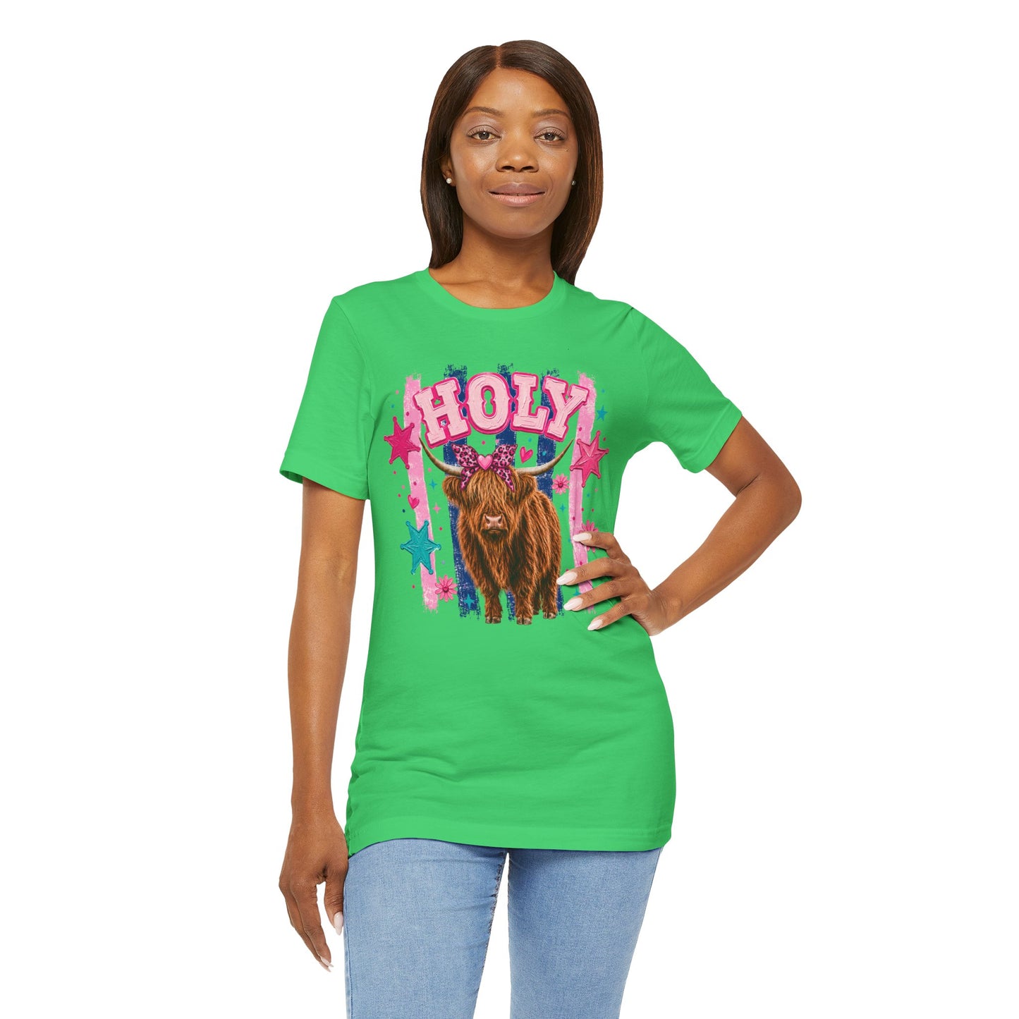 Holy Cow Highland Cow Graphic Tee — Cute Pastel Ranch Shirt