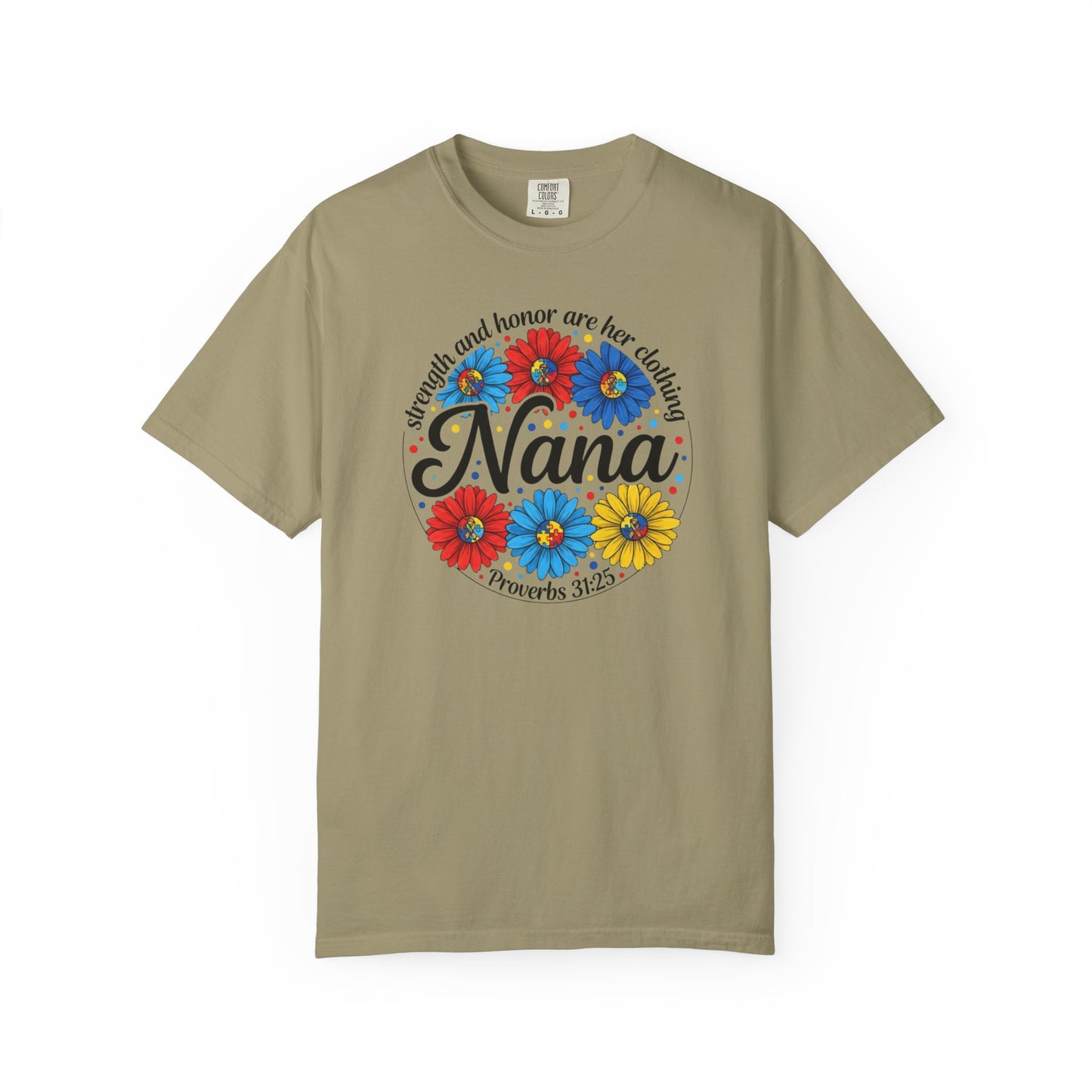 Nana Floral Proverbs T-Shirt — “Strength and Honor” Grandma Gift