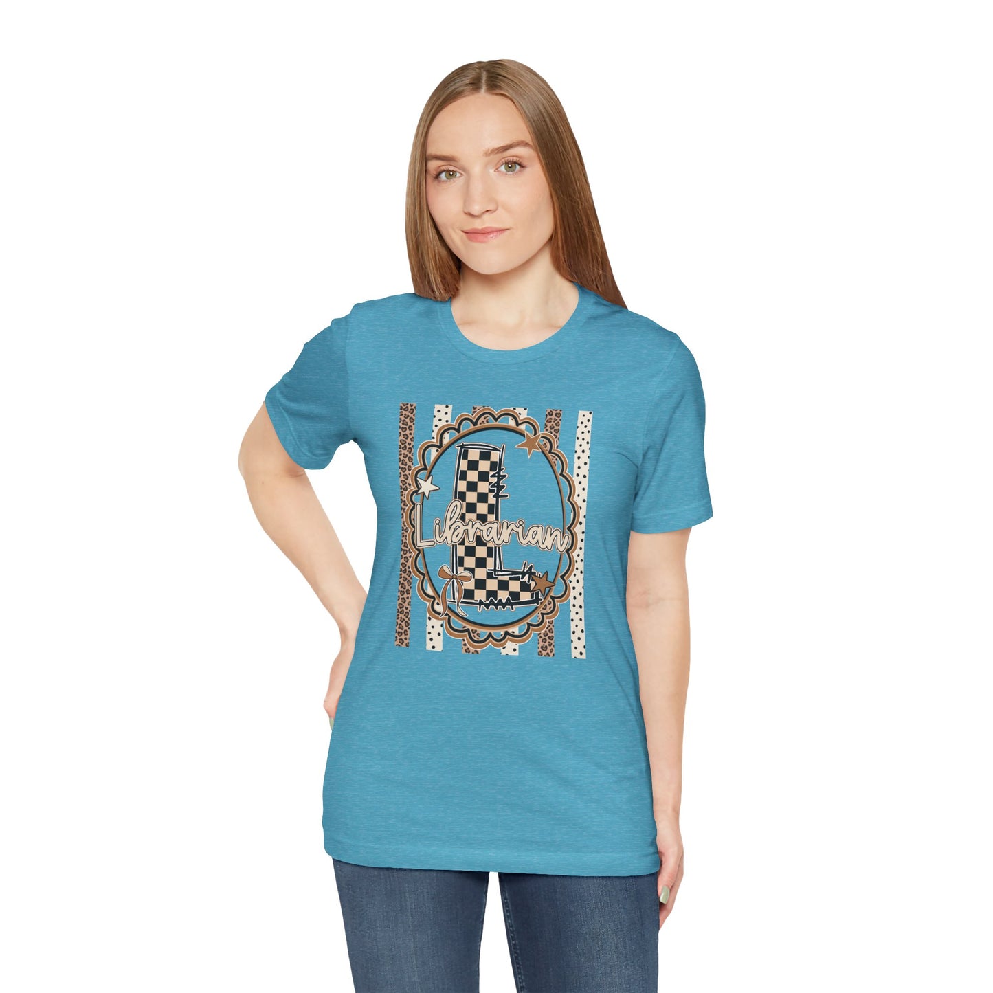 Librarian Checkerboard Letter L Tee — Vintage Booklover Graphic T-Shirt