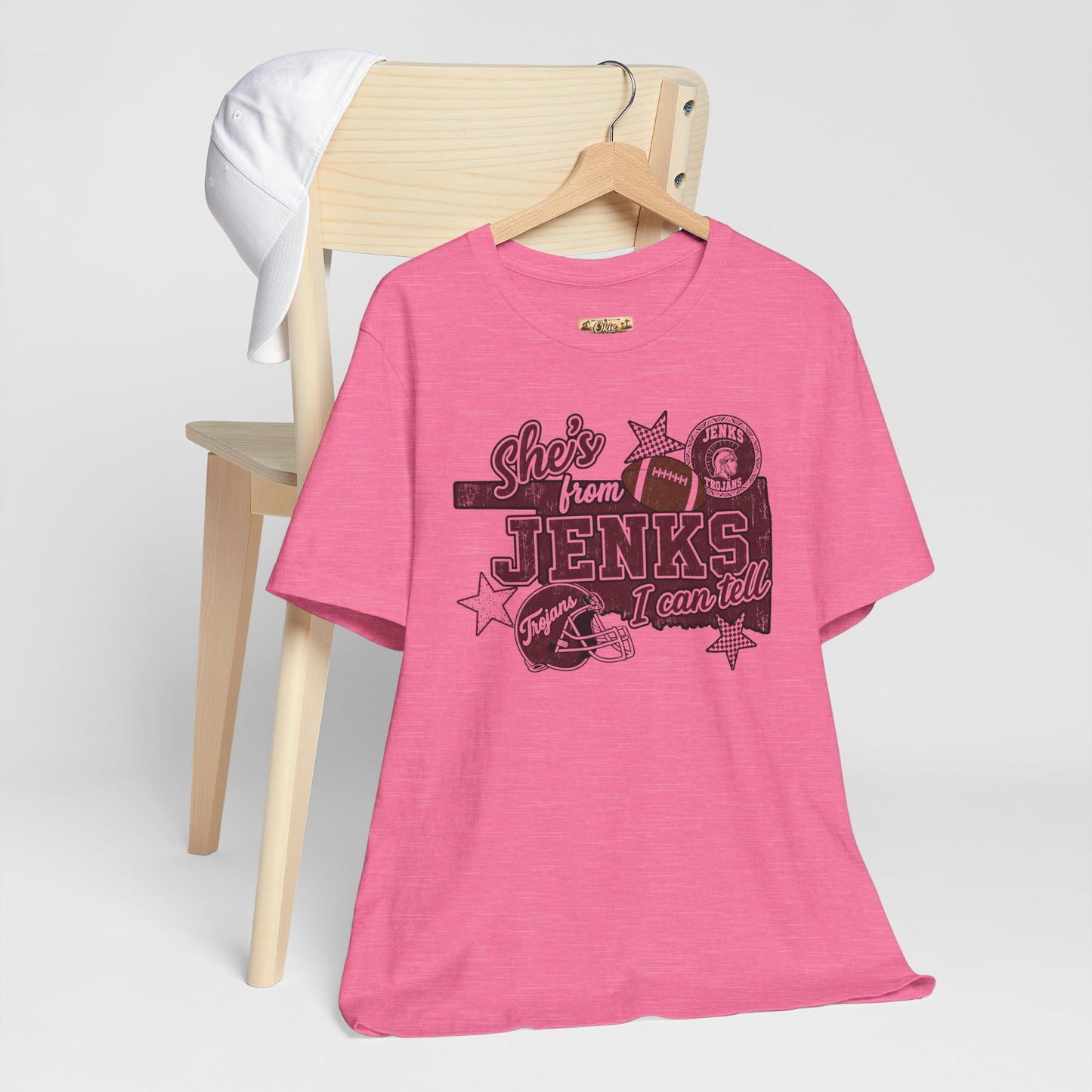 She's from Jenks Tee — Vintage High School Football Graphic T-Shirt