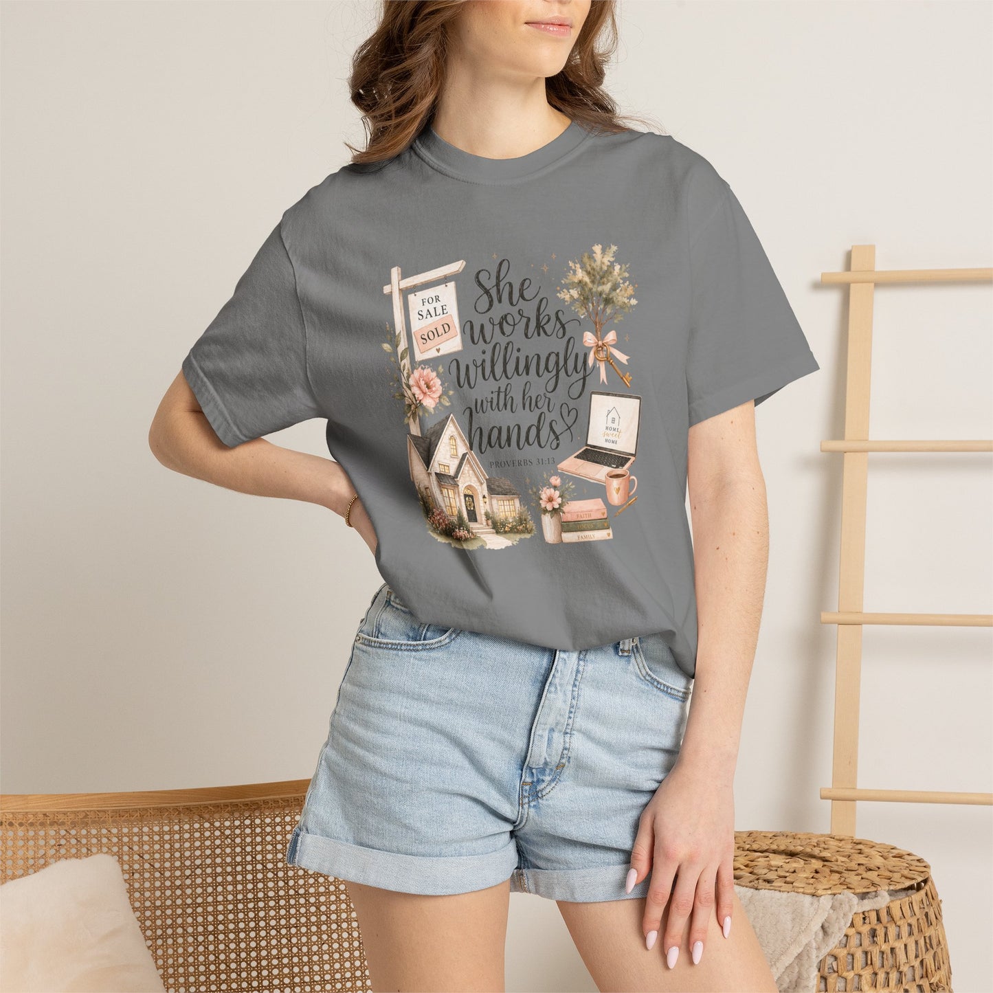 She Works Willingly With Her Hands T-Shirt — Realtor Graphic Tee