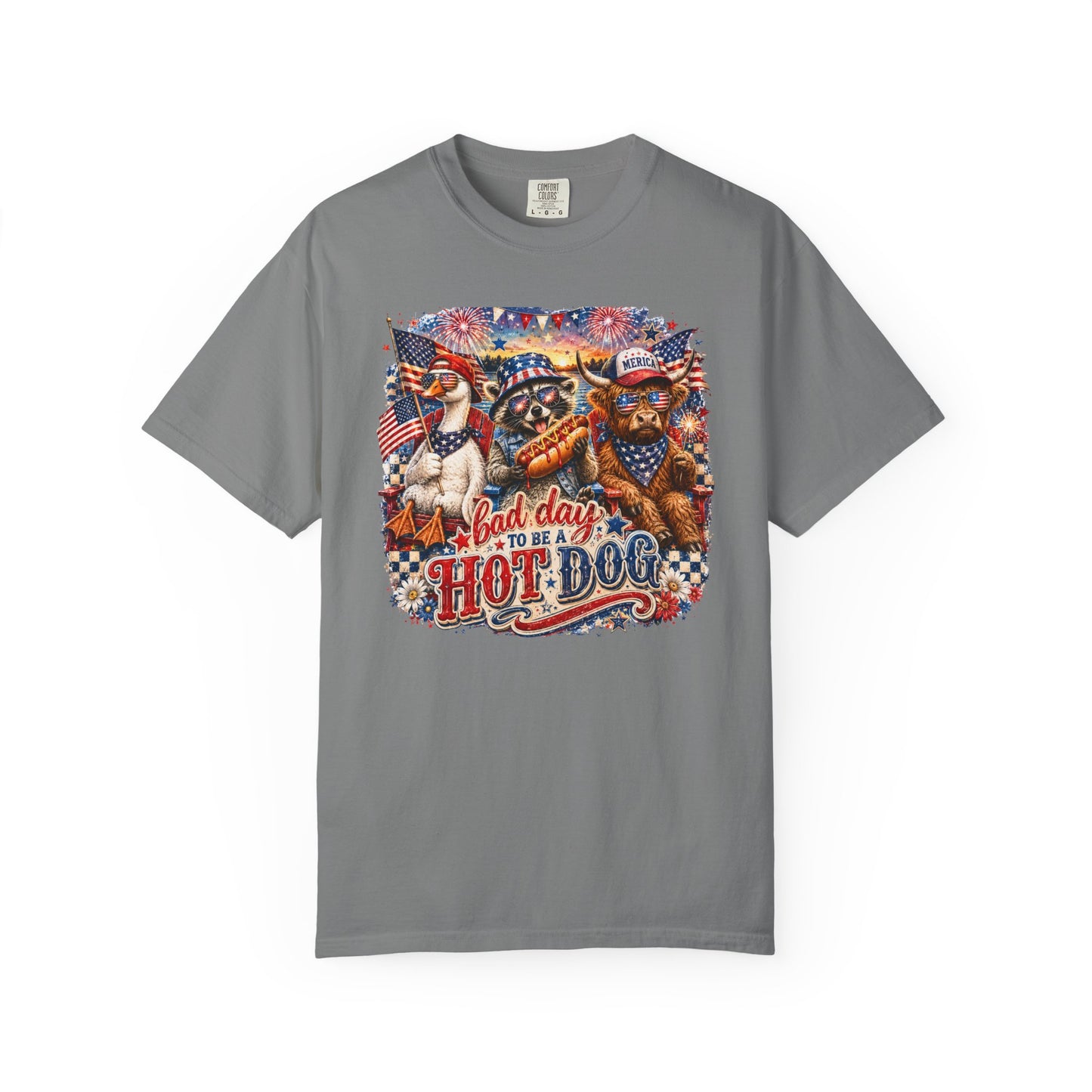 Patriotic 'Born to Be a Hot Dog' Graphic T-Shirt