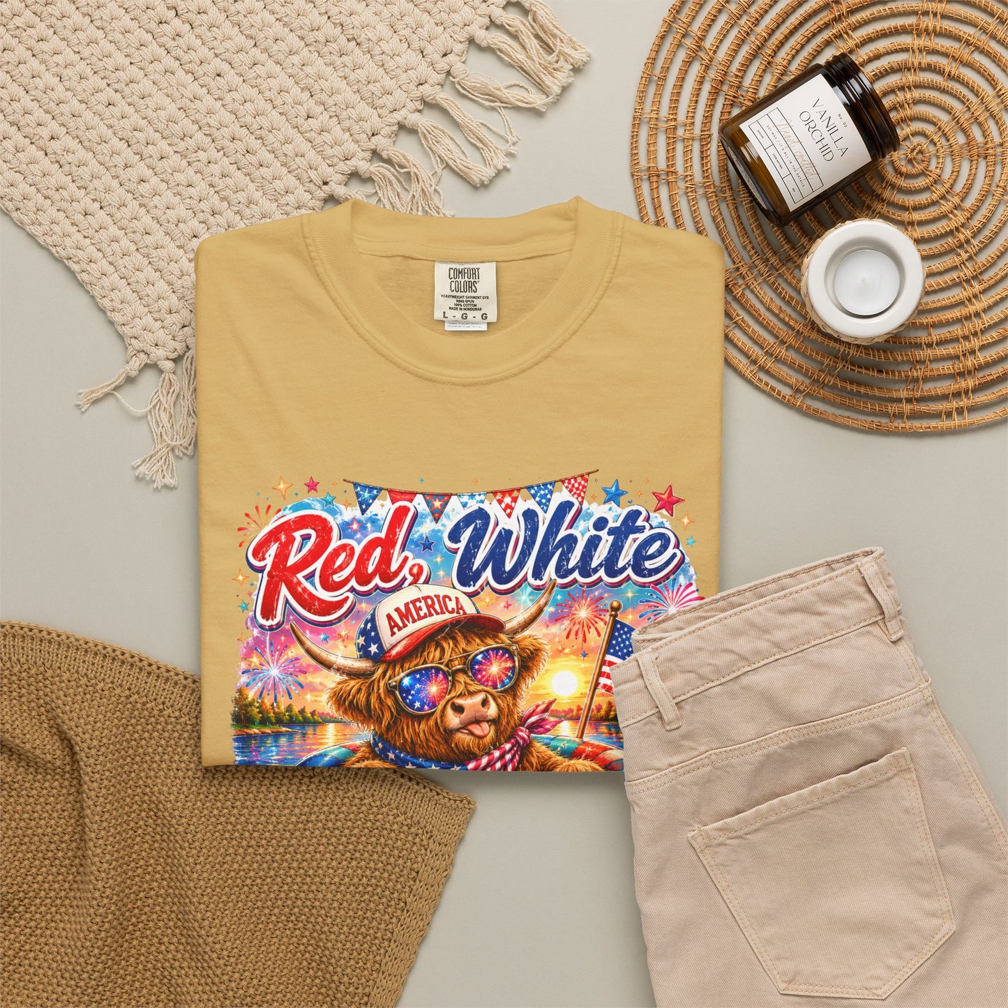 Red, White & Summer Nights T-Shirt — Patriotic Fourth of July Bear Graphic Tee