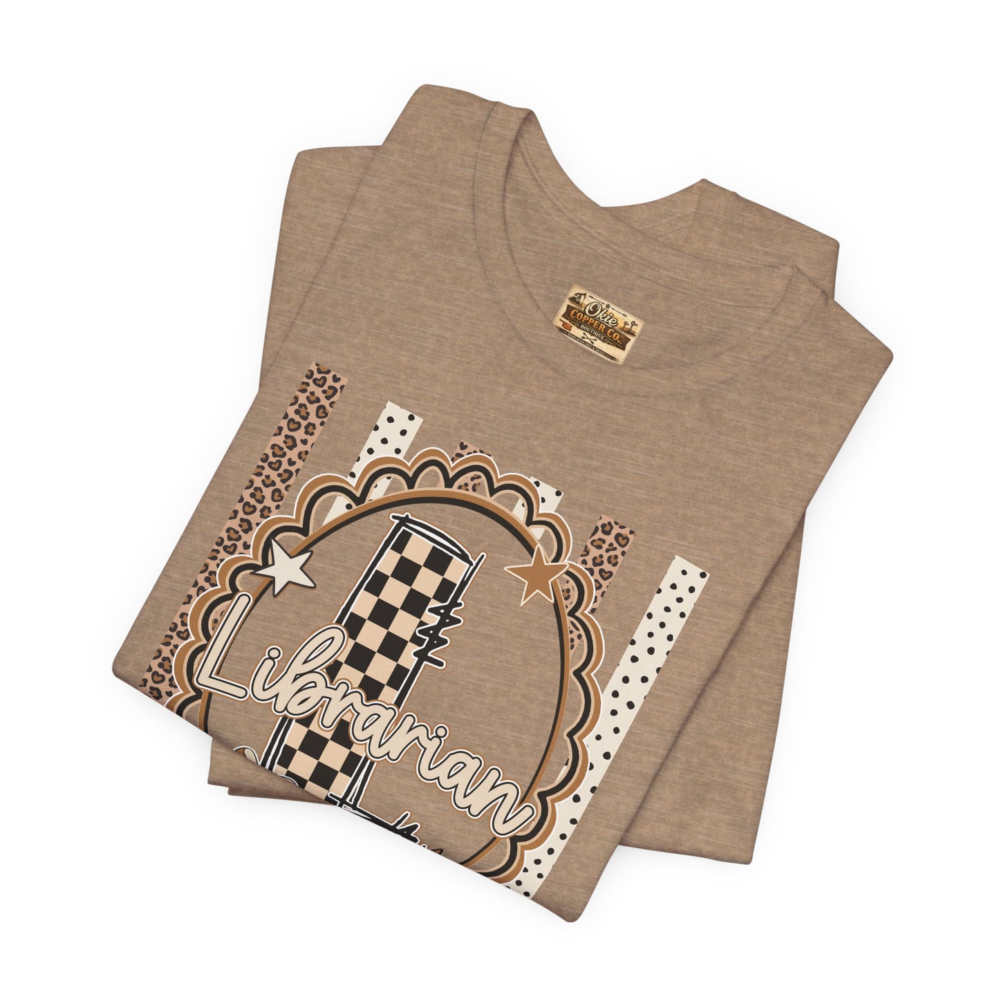 Librarian Checkerboard Letter L Tee — Vintage Booklover Graphic T-Shirt