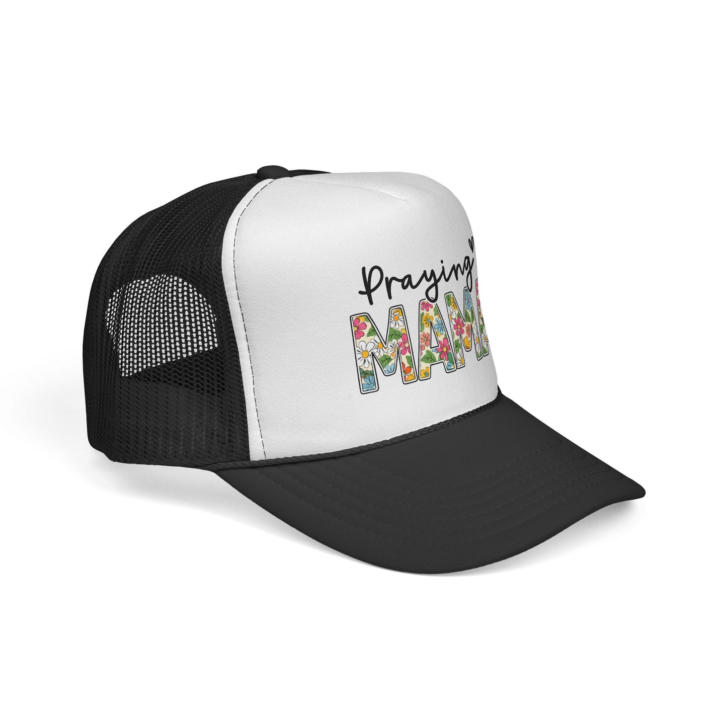 Praying Mama Trucker Hat — Floral ‘Praying Mama’ Mesh Cap for Moms