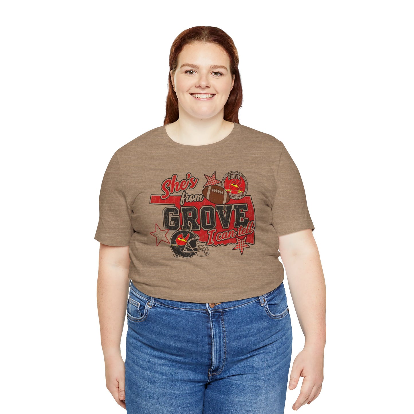 She's From Grove I Can Tell T-Shirt — Grove Football Fan Tee