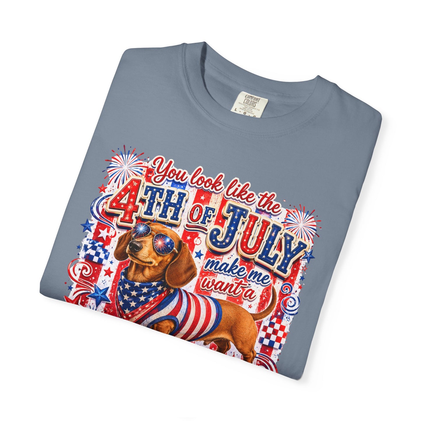 4th of July Hot Dog Dachshund T-Shirt – Patriotic Funny BBQ Tee