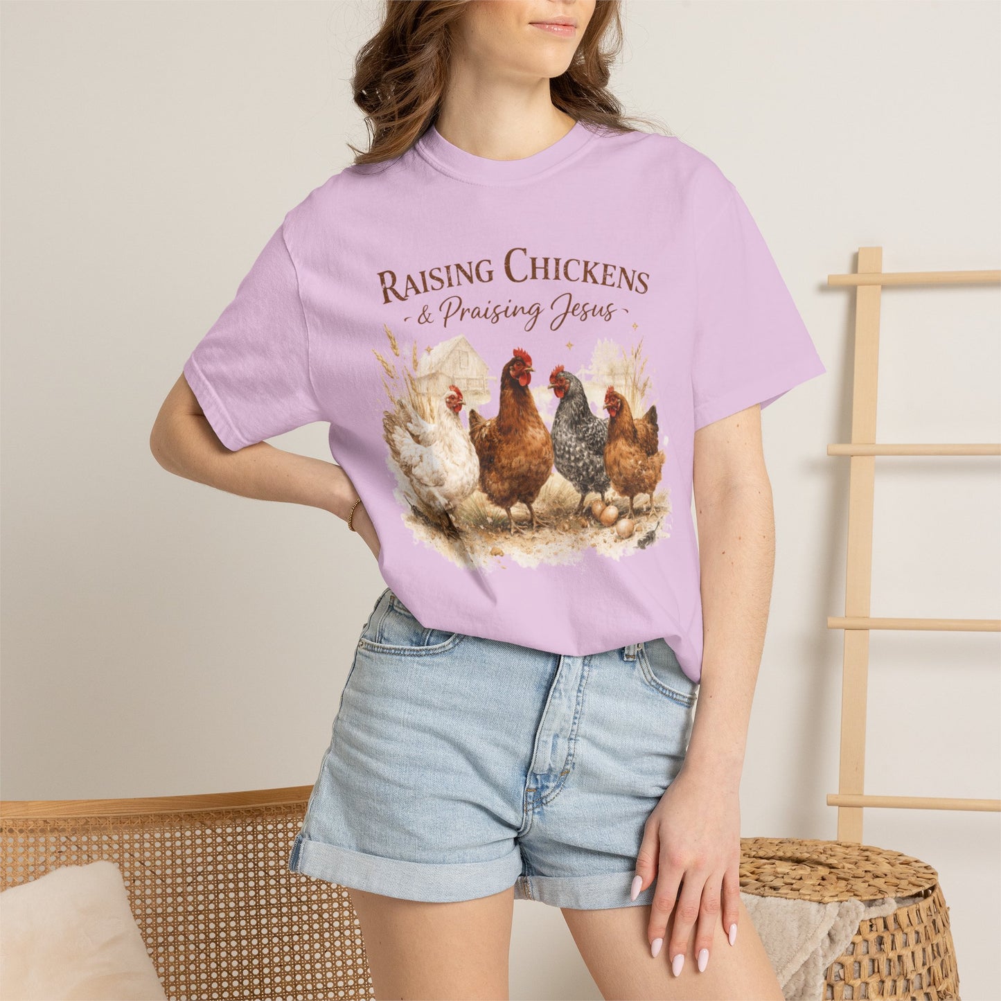Raising Chickens Praising Jesus T-shirt