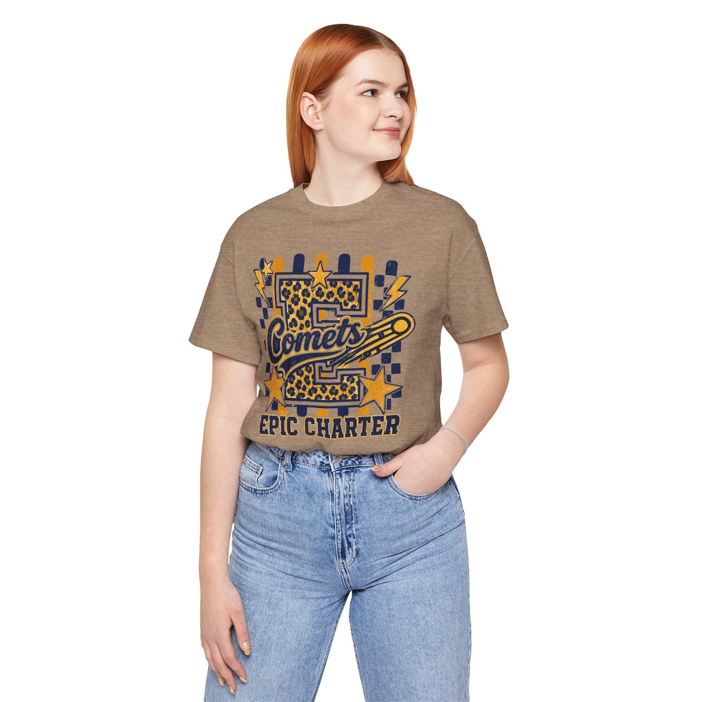 Comets Epic Charter Baseball T-Shirt — Leopard Letter Sports Tee