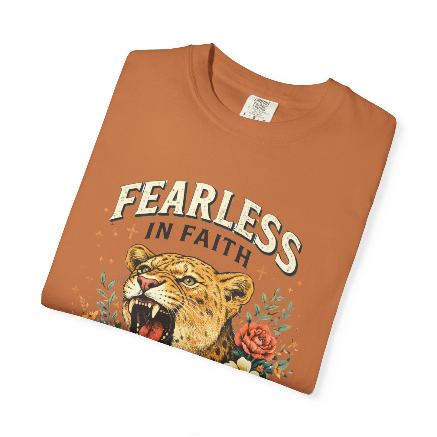 Fearless in Faith Lion T-Shirt — Floral Vintage Christian Graphic Tee