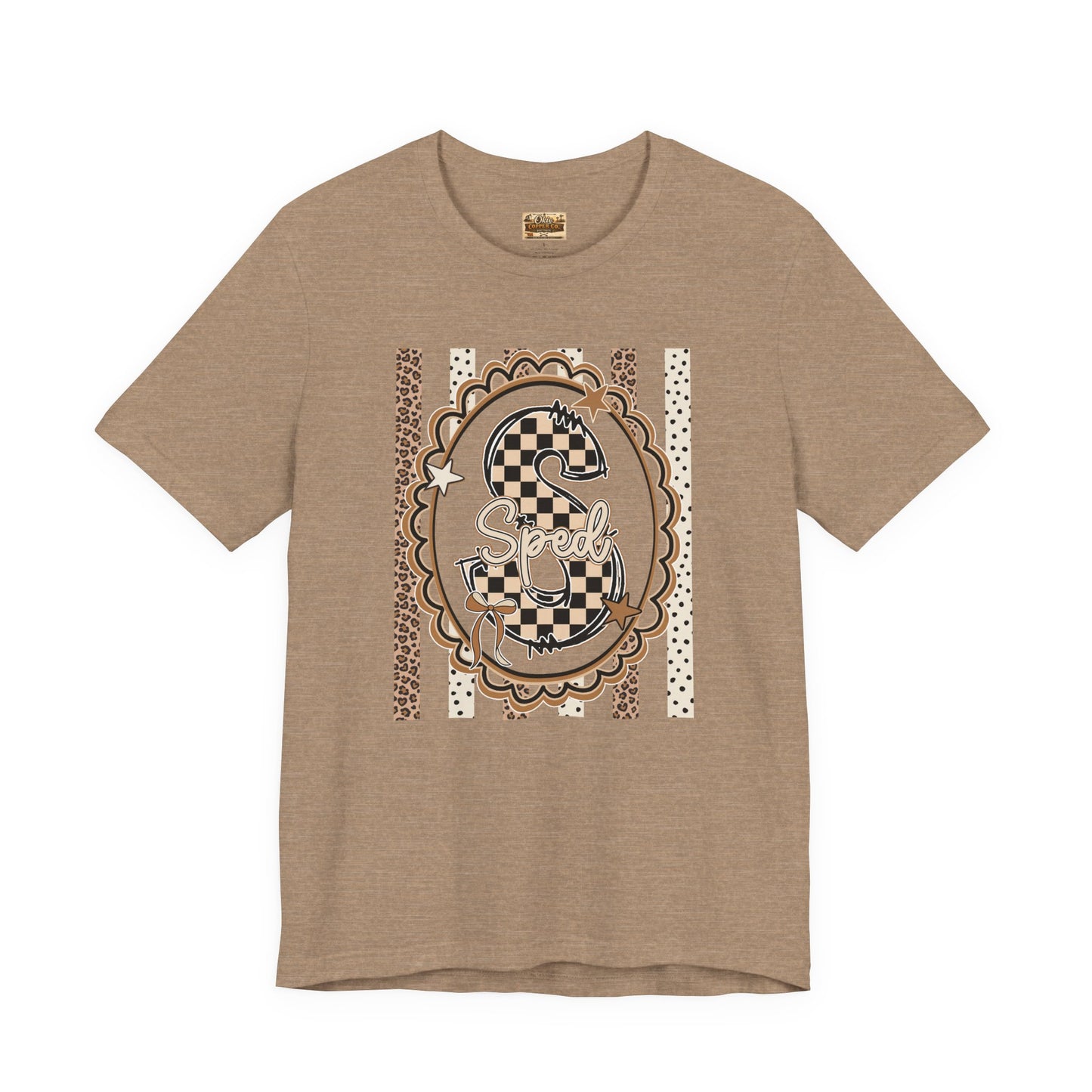 Sped S Monogram Tee — Checkerboard Leopard Graphic T-Shirt