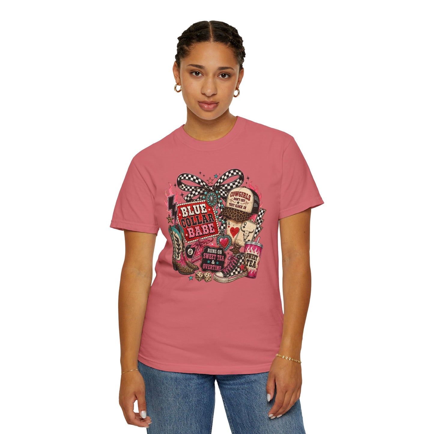 Blue Collar Babe T-Shirt — Retro Cowgirl Graphic Tee