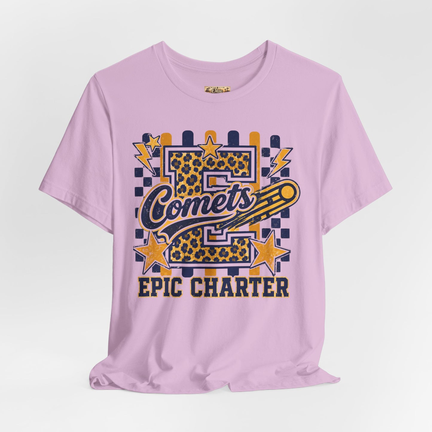 Comets Epic Charter Baseball T-Shirt — Leopard Letter Sports Tee