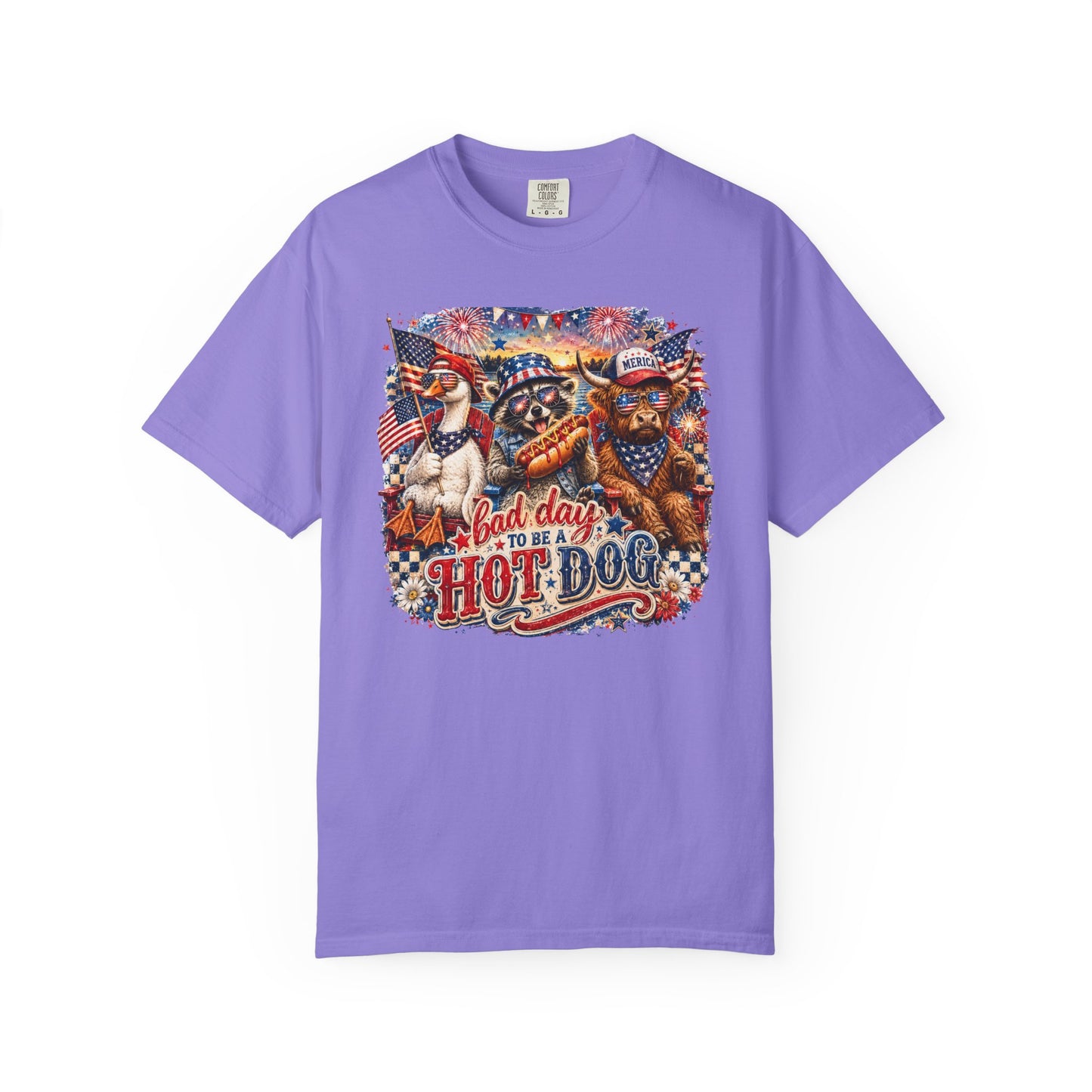 Patriotic 'Born to Be a Hot Dog' Graphic T-Shirt