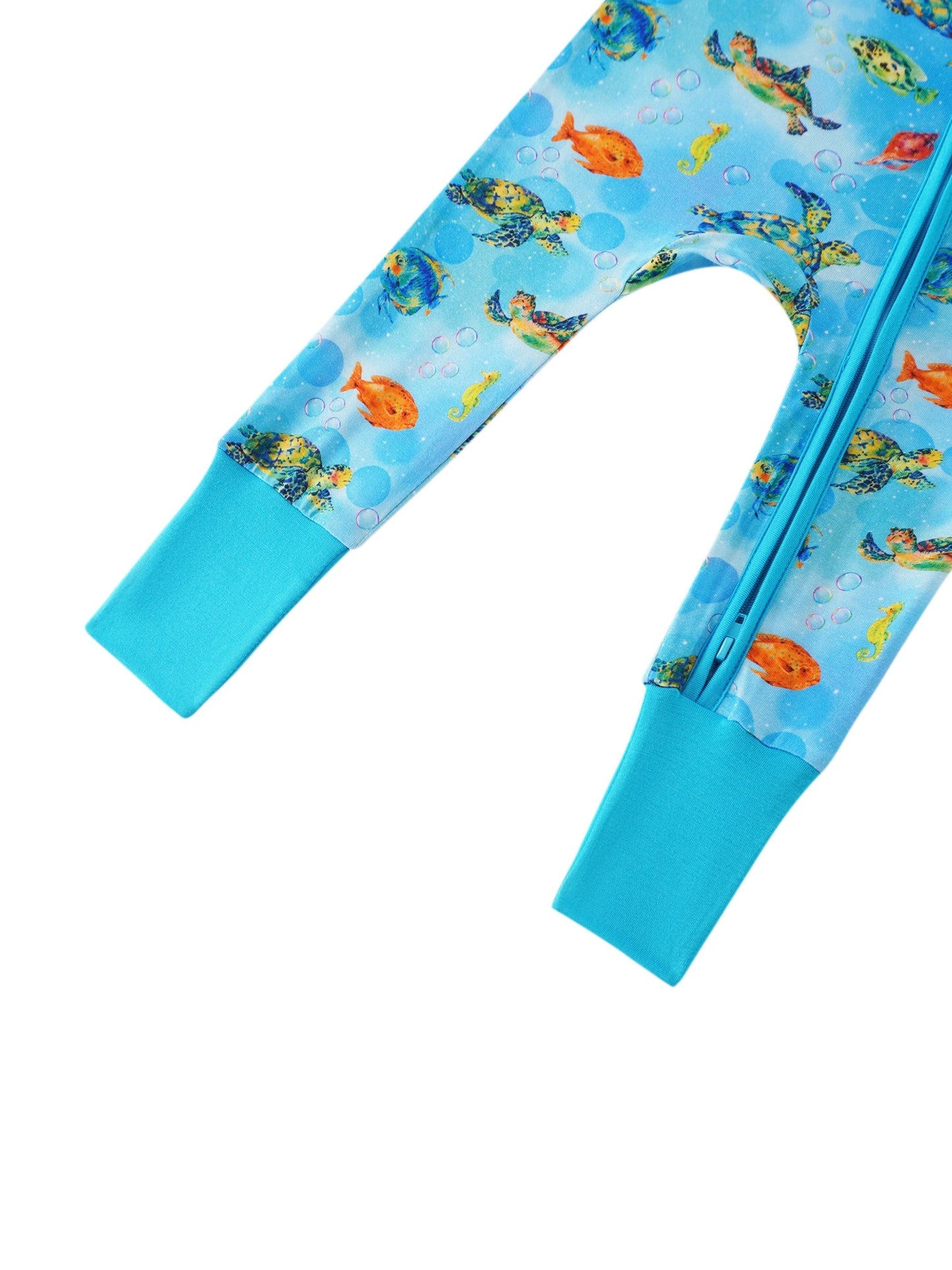 Sea Turtle Bamboo Baby Convertible Zippy Romper