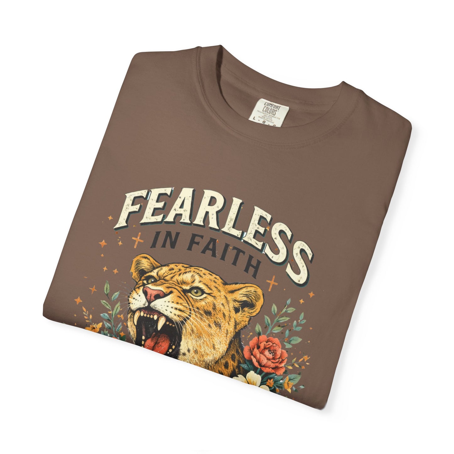 Fearless in Faith Lion T-Shirt — Floral Vintage Christian Graphic Tee